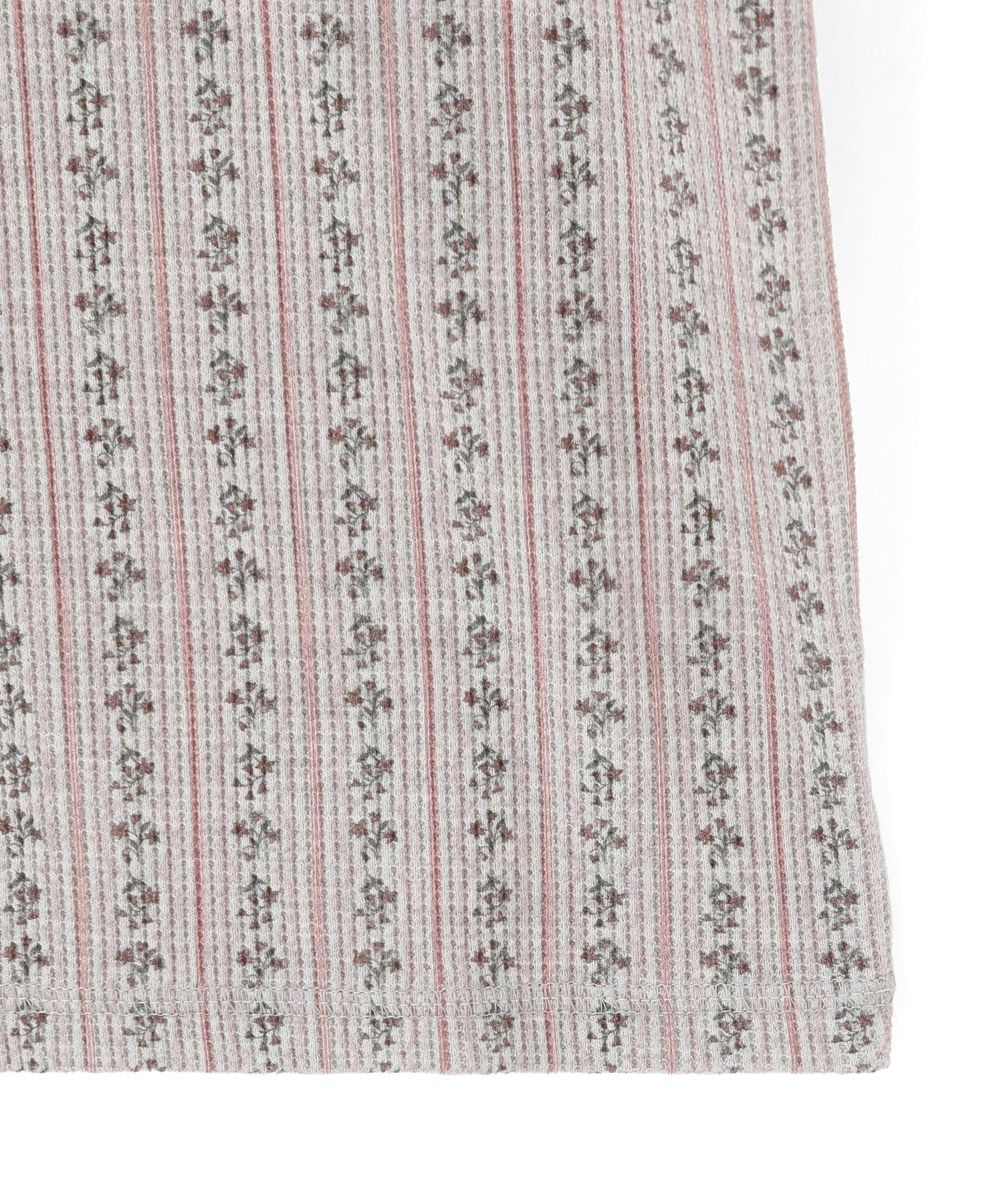 STRIPED FLOWER WAFFLE S/S TOP