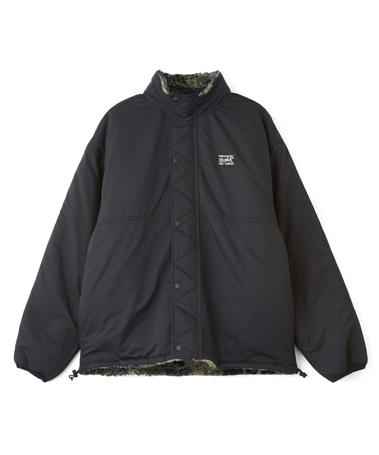 BRUSHED COLLAGE GRAPHIC REVERSIBLE BOA BLOUSON