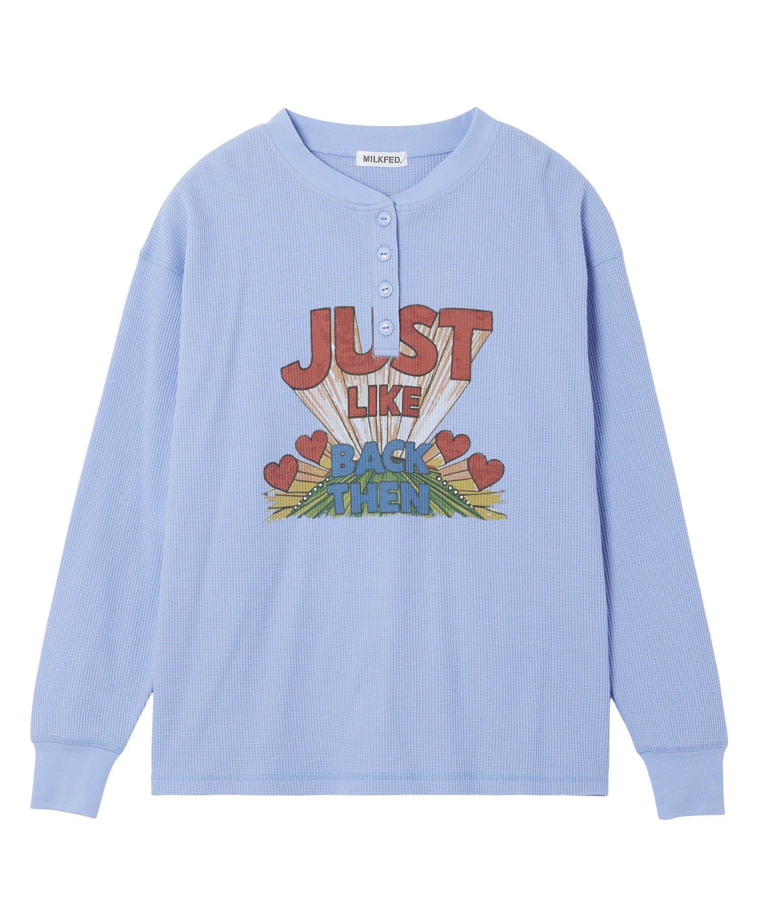 HENLEY NECK GRAPHIC L/S TOP