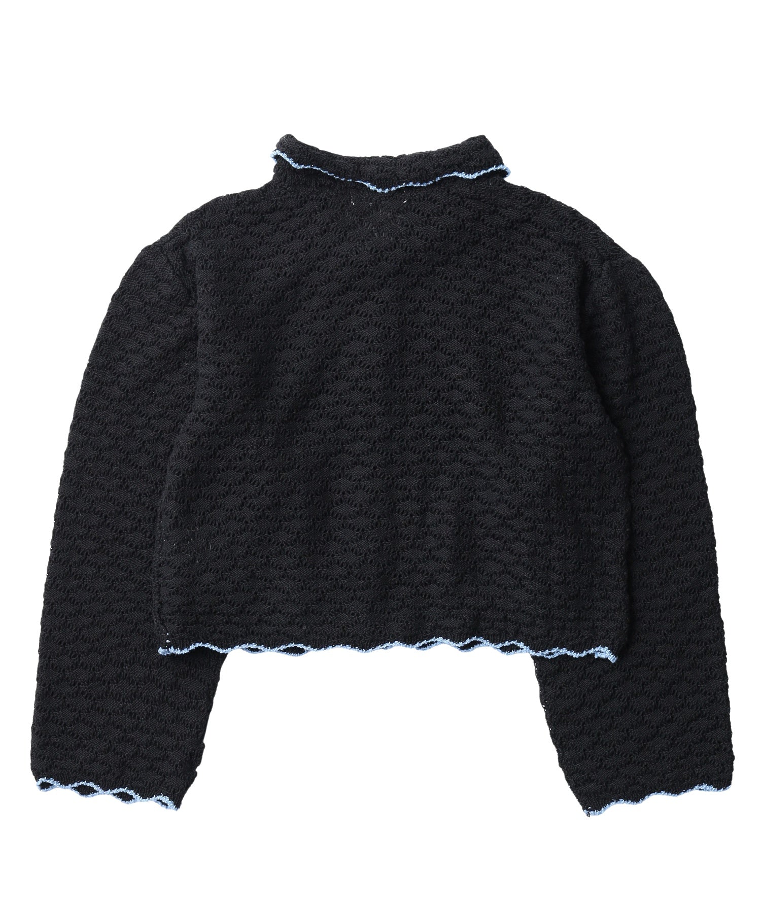 OPEN COLLAR CONTRAST TRIM KNIT CARDIGAN