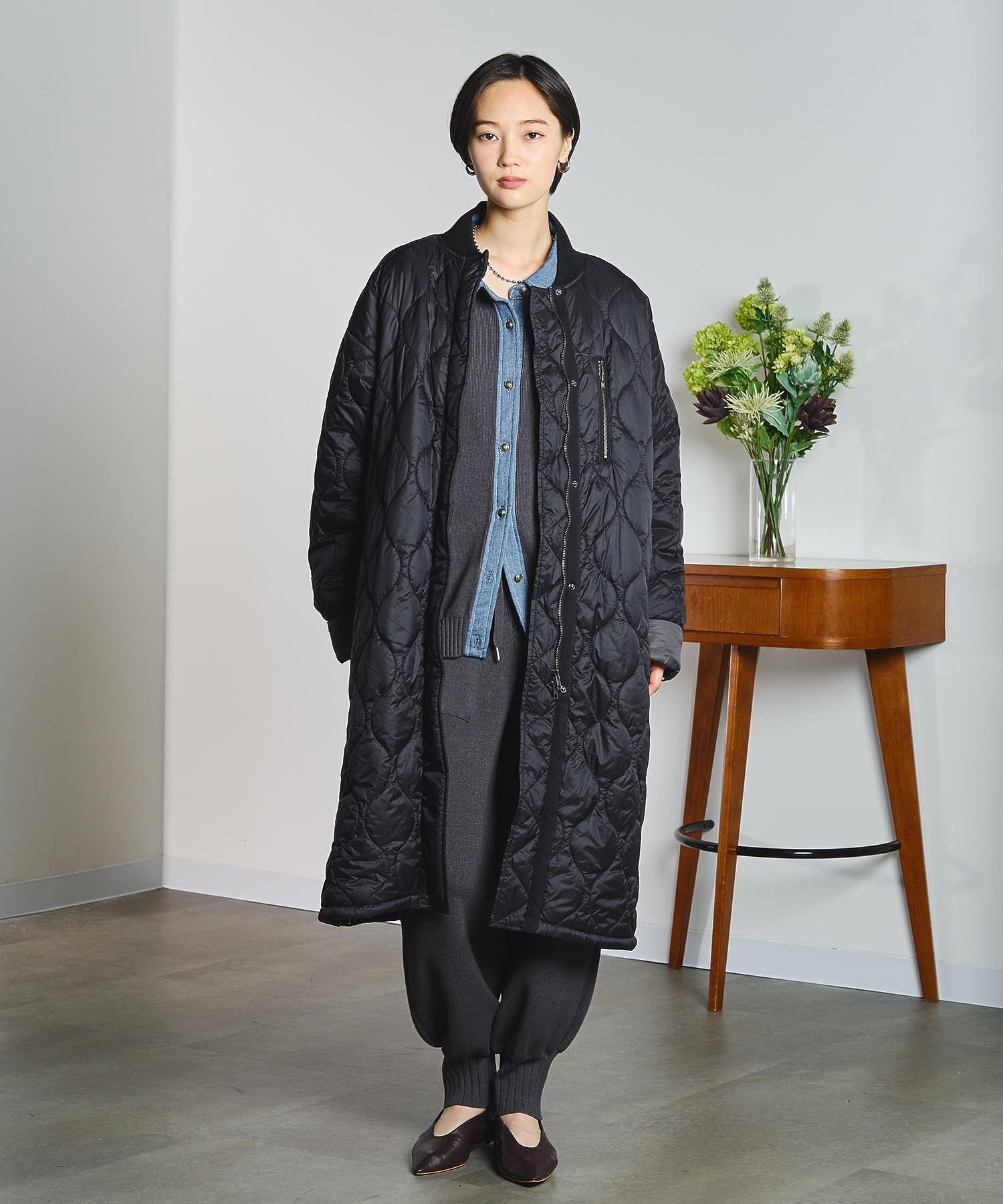 GENE HEAVENS/KNIT x DENIM CARDIGAN