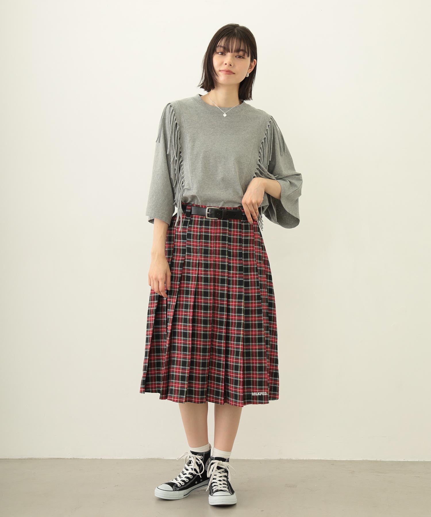 PLEATED PLAID SKIRT