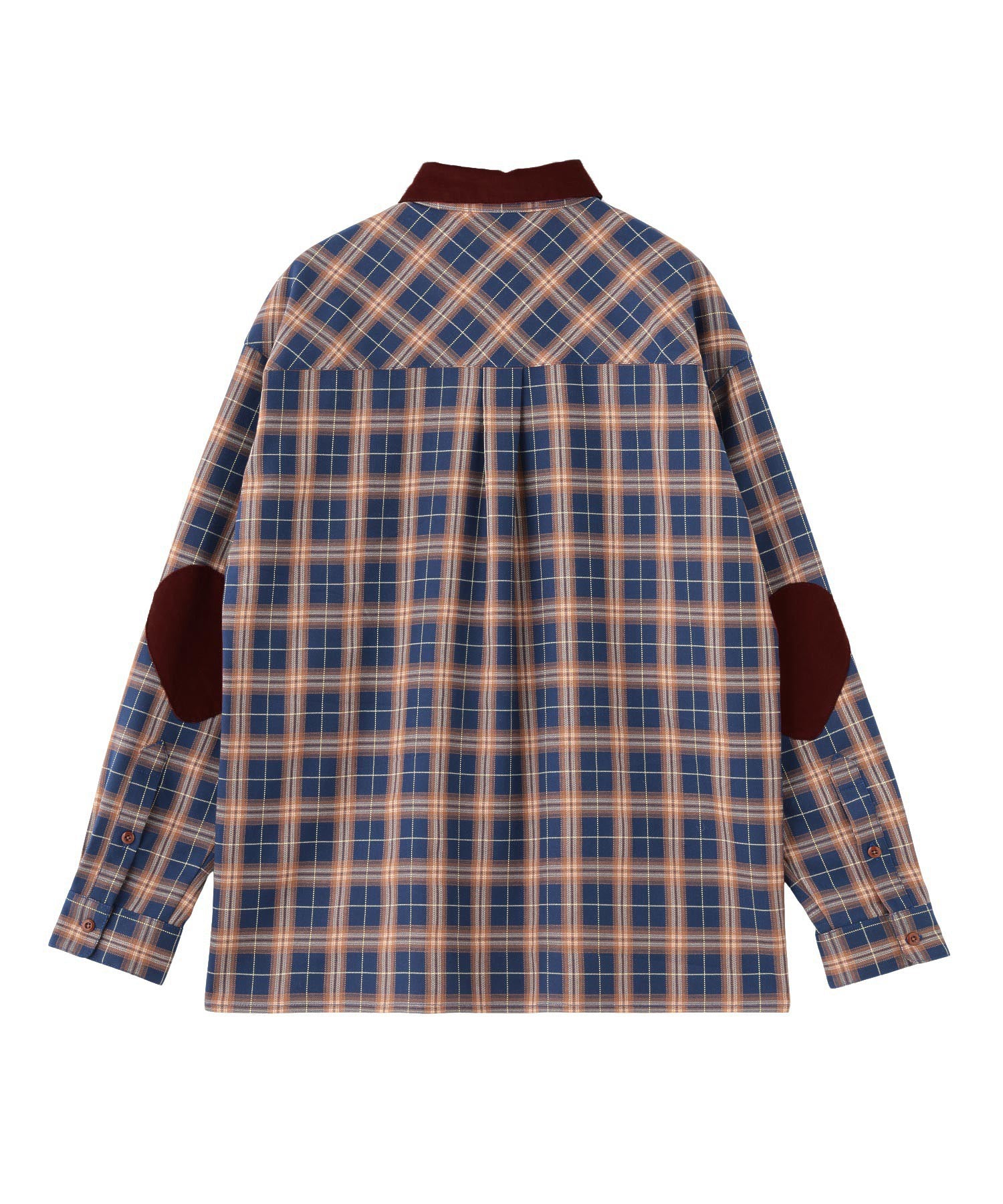 HEART ELBOW PATCH PLAID SHIRT