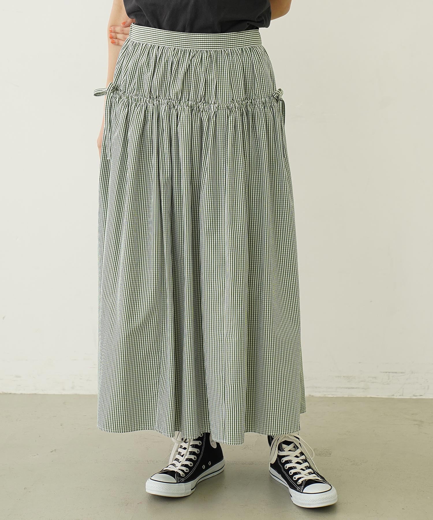 GINGHAM CHECK VOLUME SKIRT