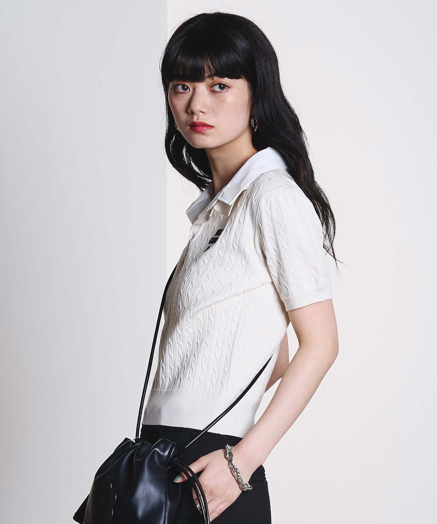 【ROSE BUD別注】MARY QUANT/LAYERED POLO KNIT