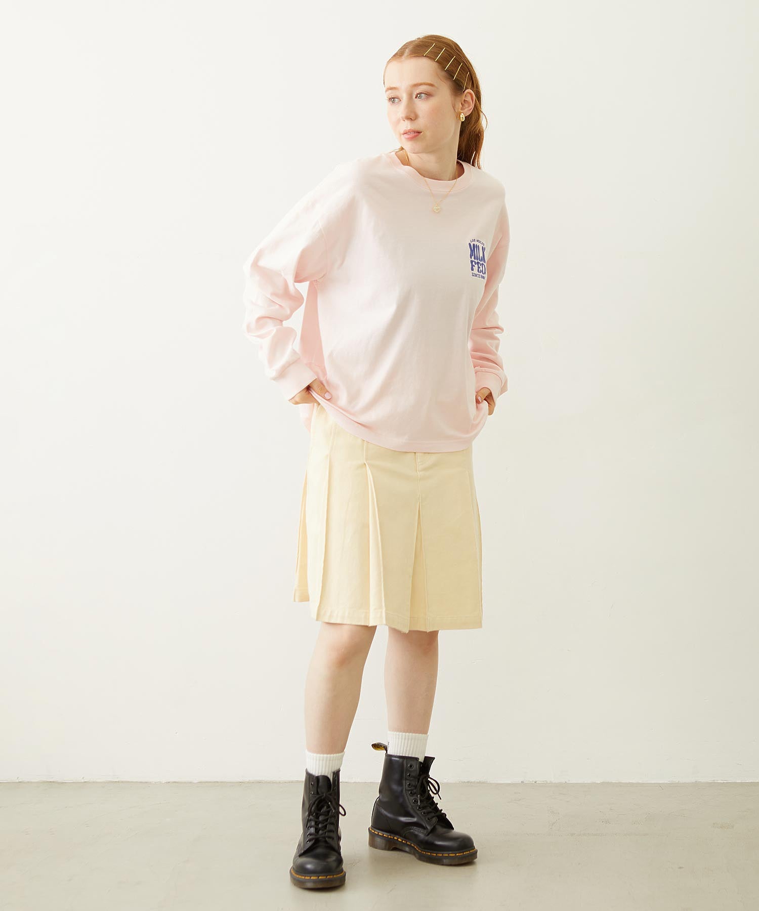 FLOWER DOT PATTERN LOGO WIDE L/S TEE