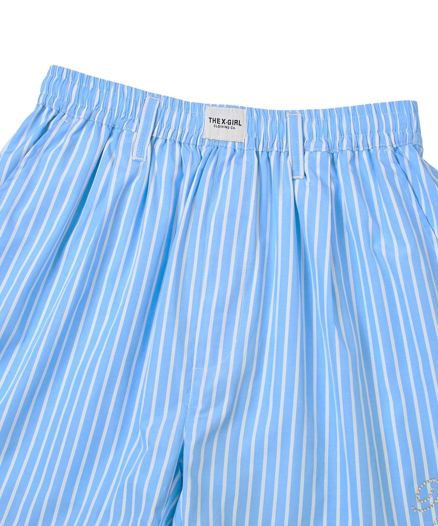 STRIPED RHINESTONE SHORTS