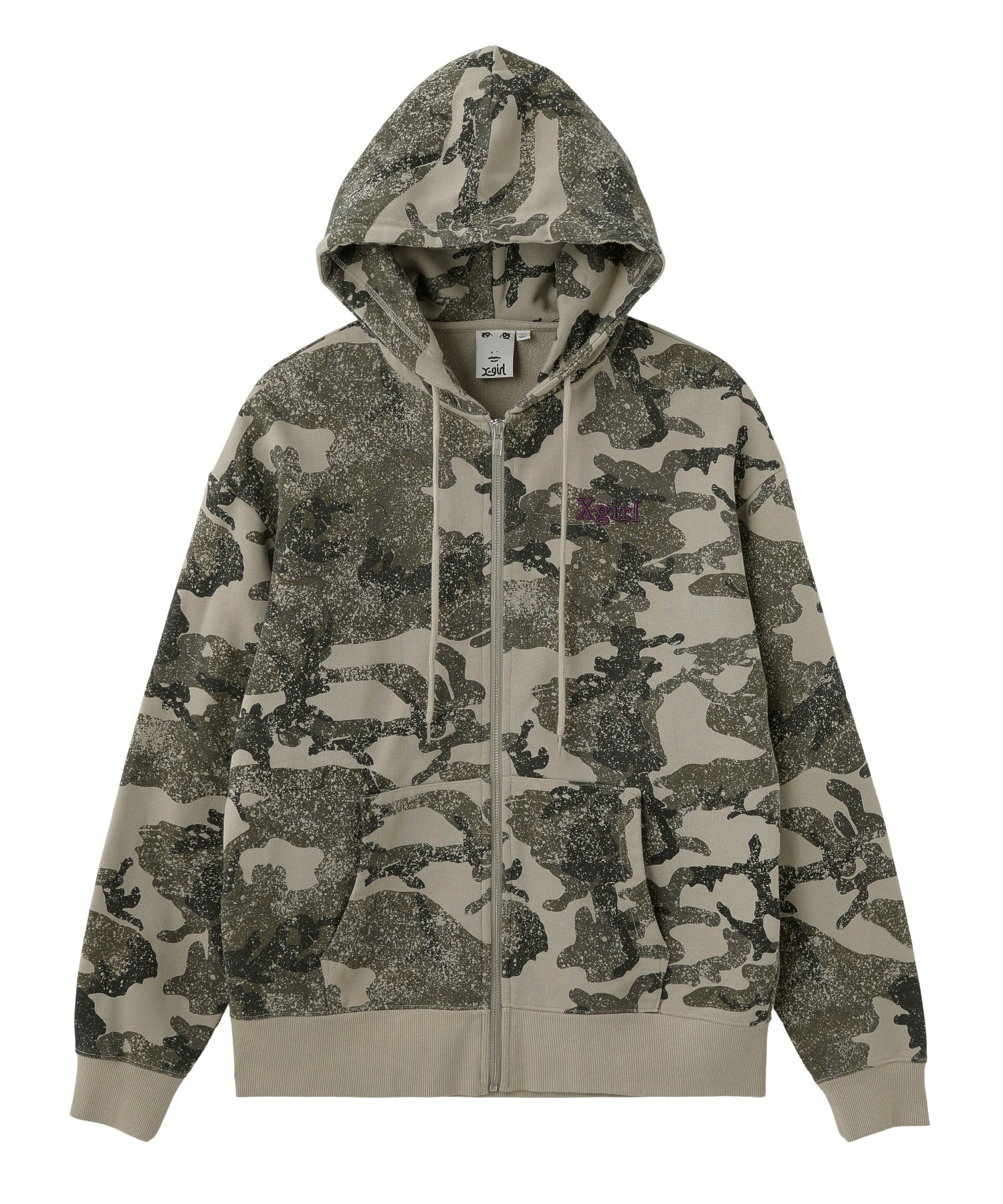 EMBROIDERED LOGO ZIP UP SWEAT HOODIE