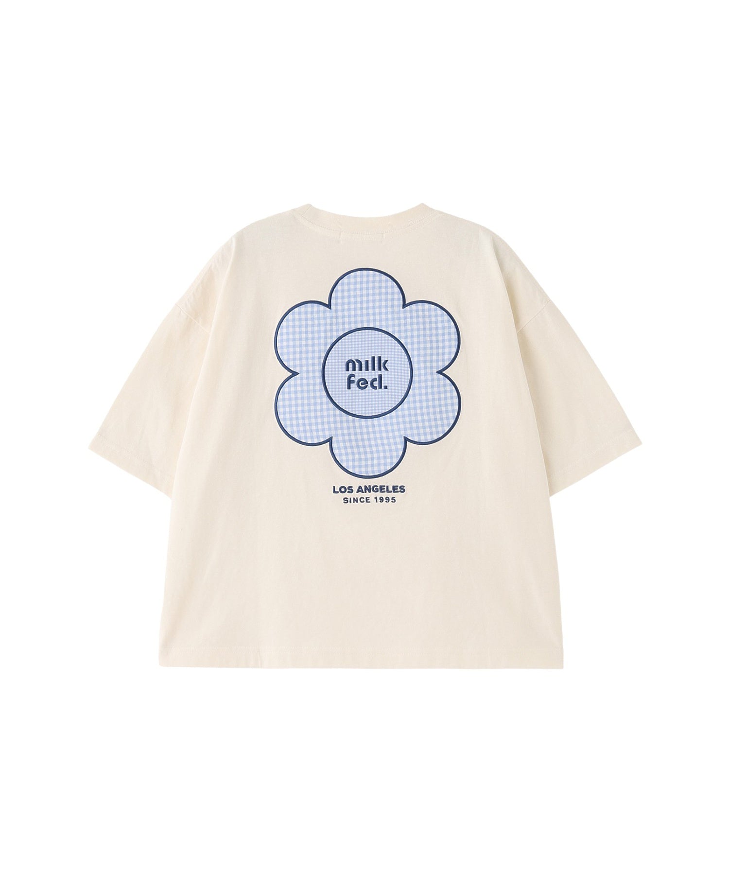 CUT OUT LOGO GINGHAM FLOWER WIDE S/S TEE