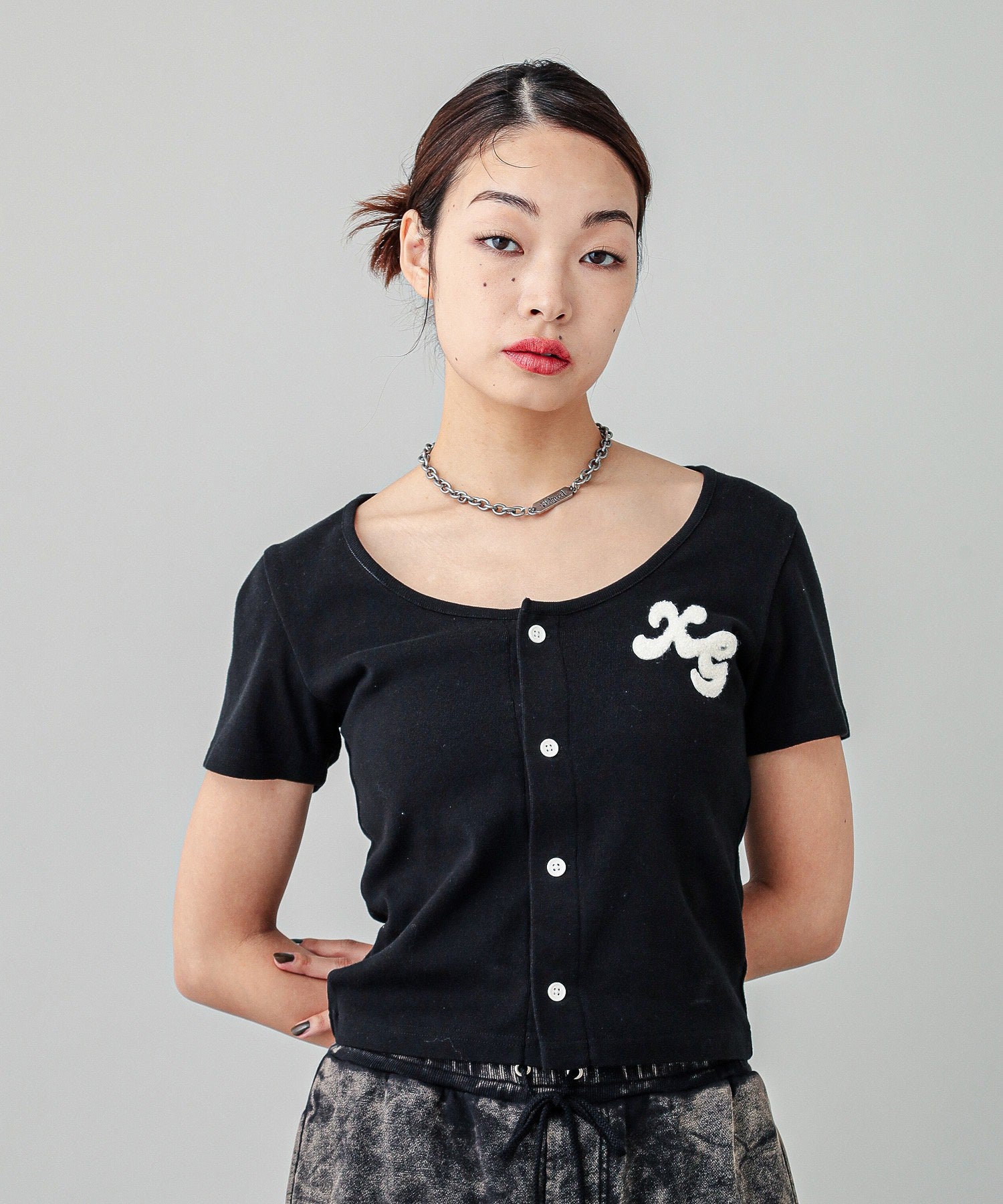 CHENILLE EMBROIDERED LOGO CARDIGAN