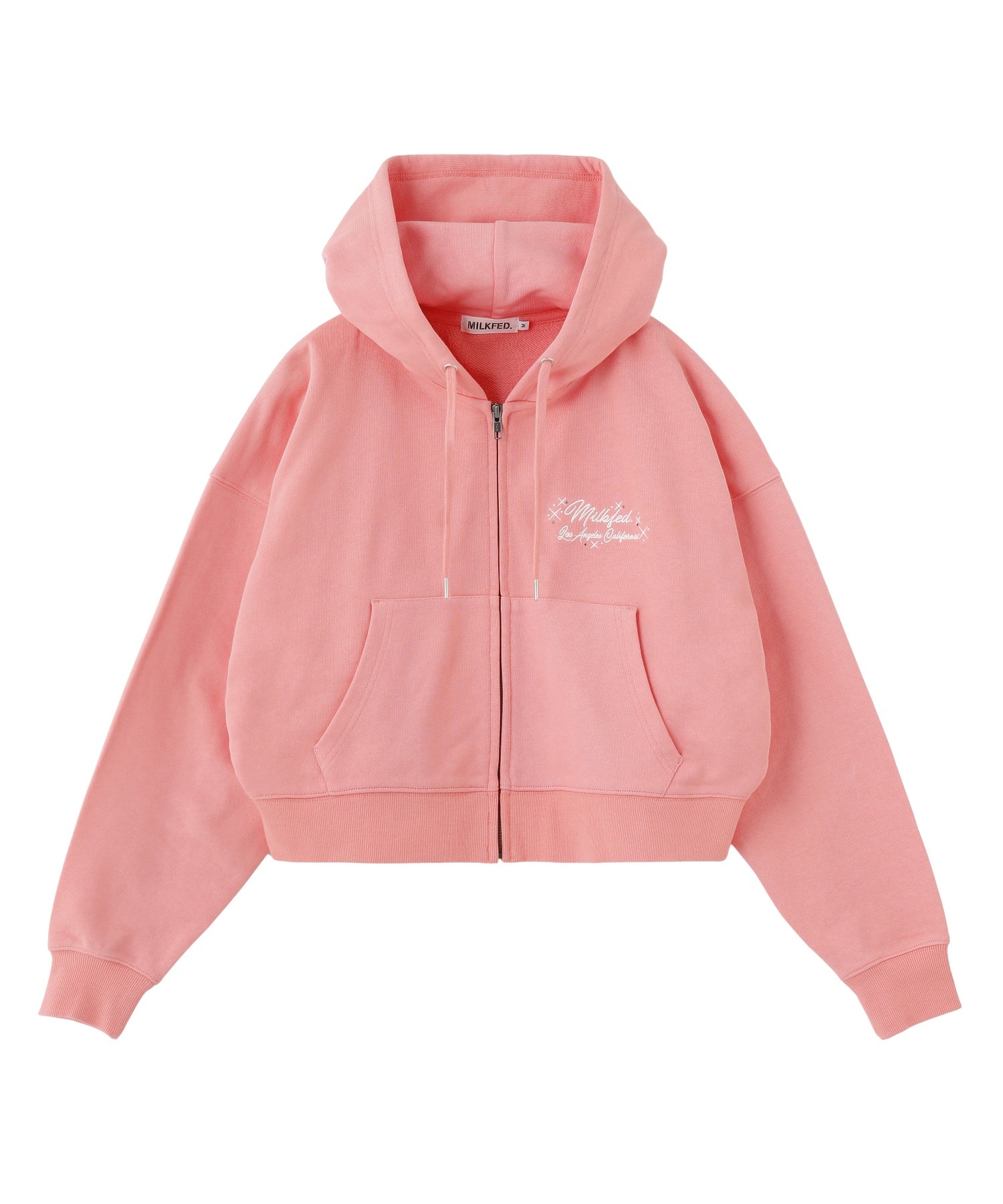 RHINESTONE LOGO SHORT ZIP UP HOODIE