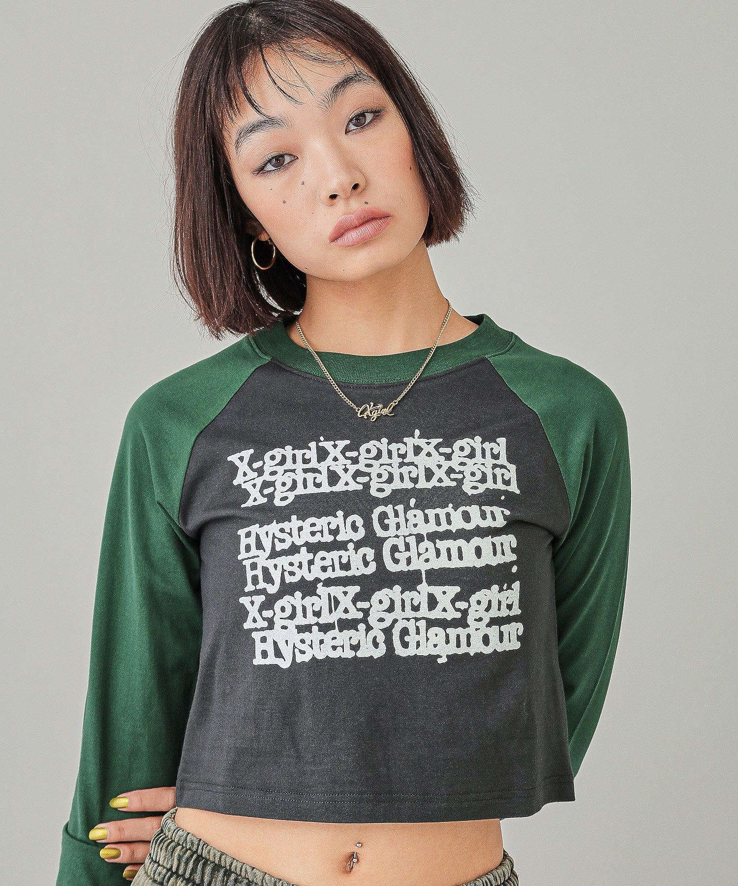 X-girl x HYSTERIC GLAMOUR L/S RAGLAN COMPACT TOP