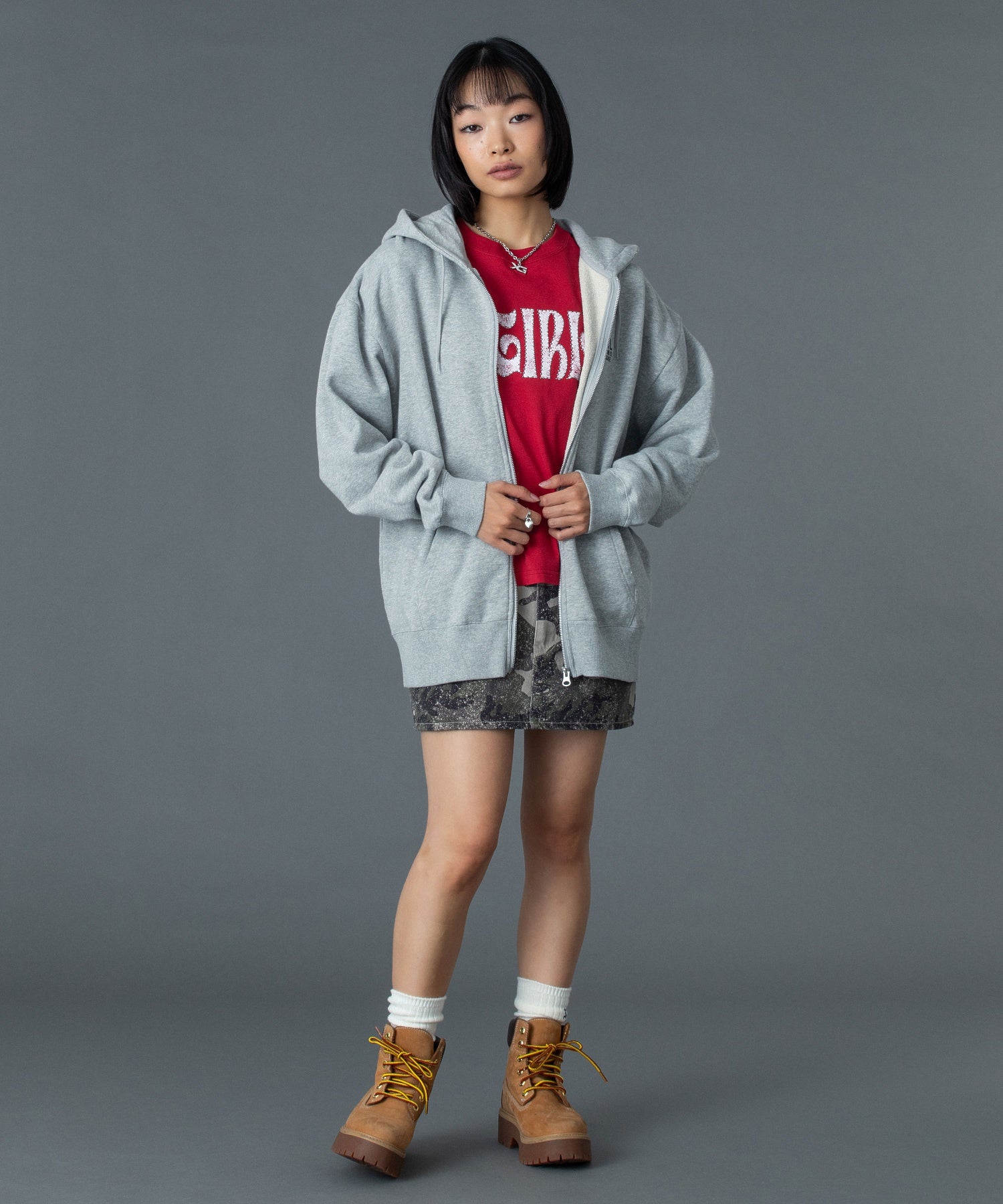 CIRCLE MESSAGE AND FACE ZIP UP SWEAT HOODIE