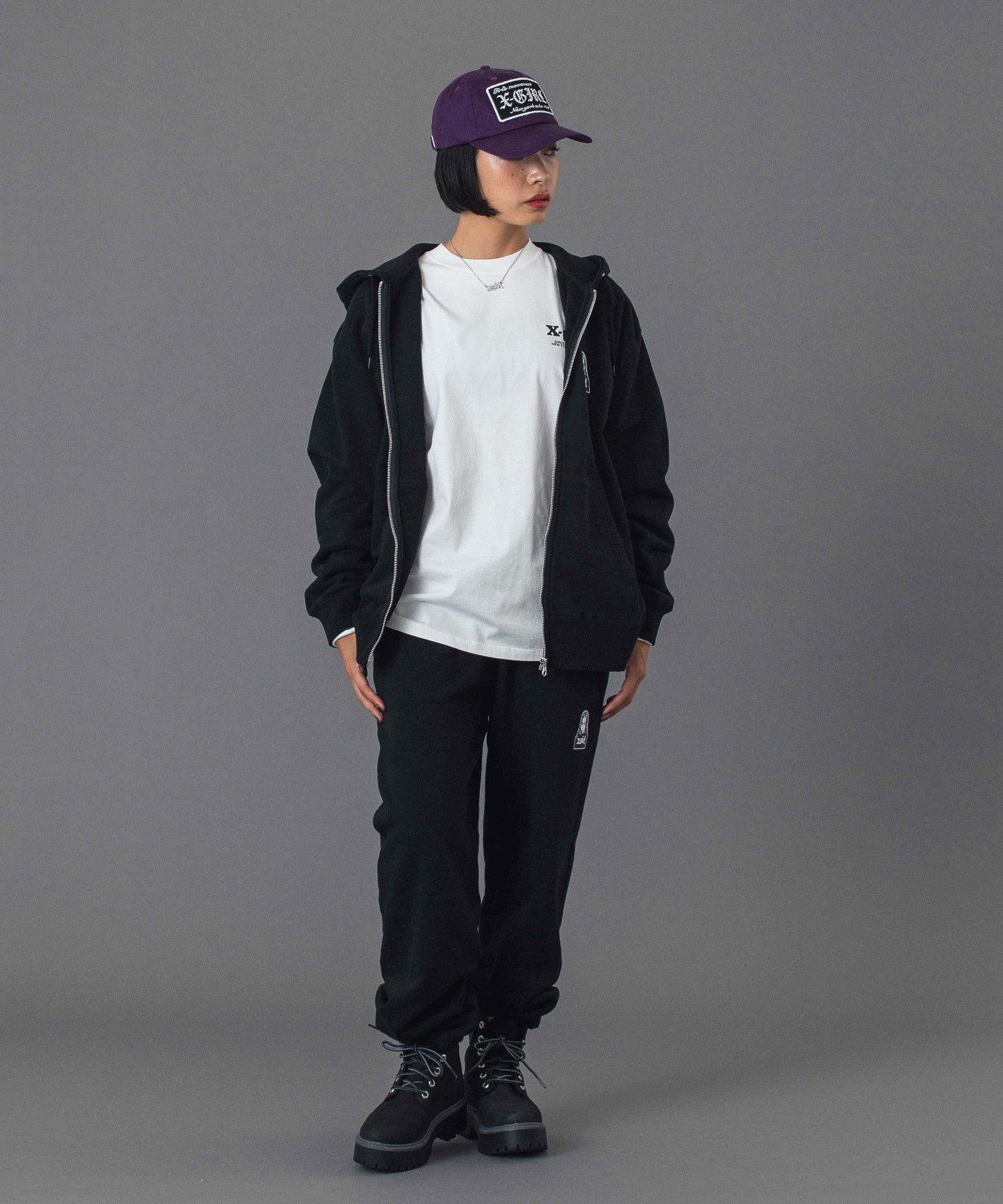 FACE AND WORDS ZIP UP SWEAT HOODIE