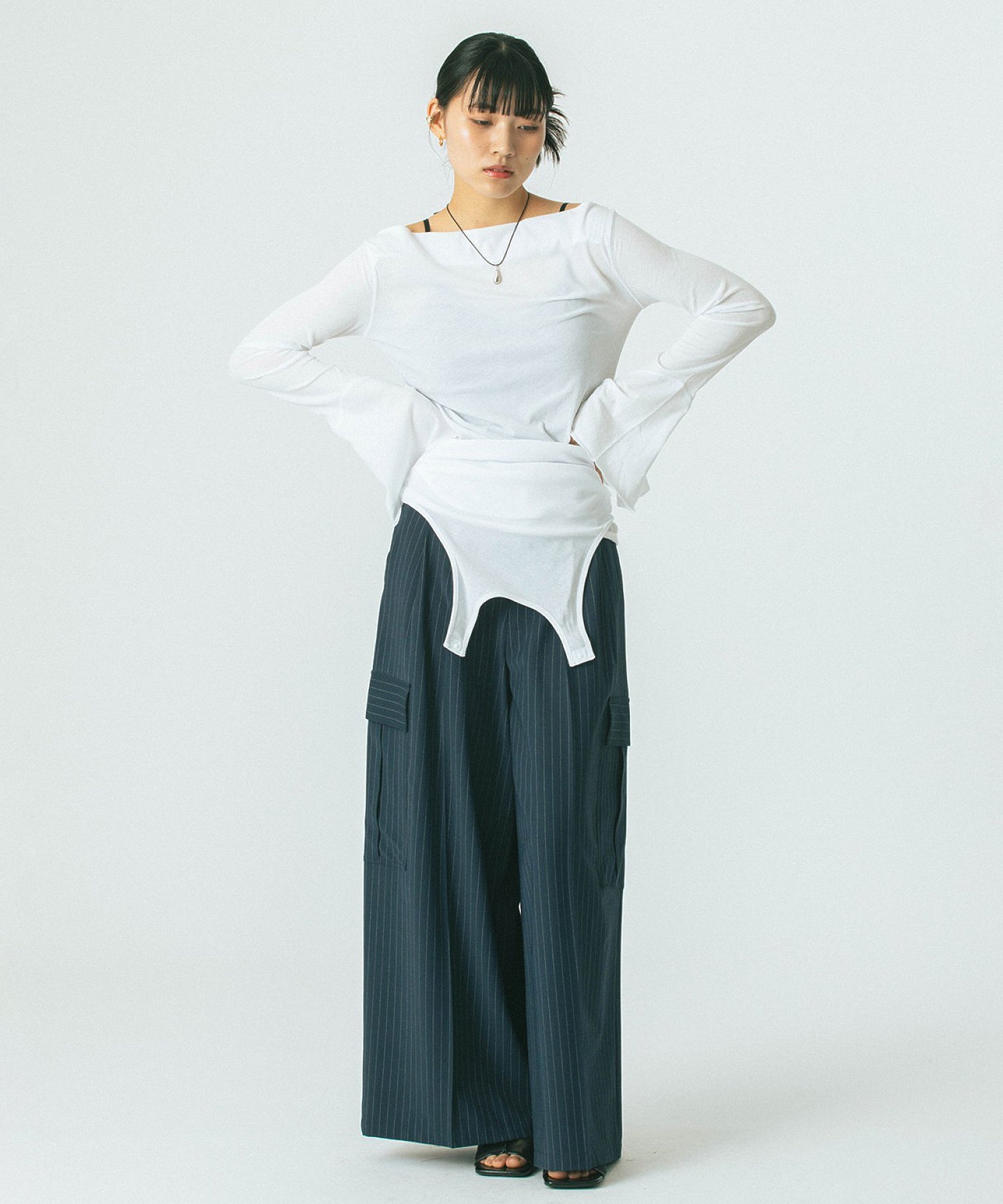 CREOLME/SUITING WIDE PANTS