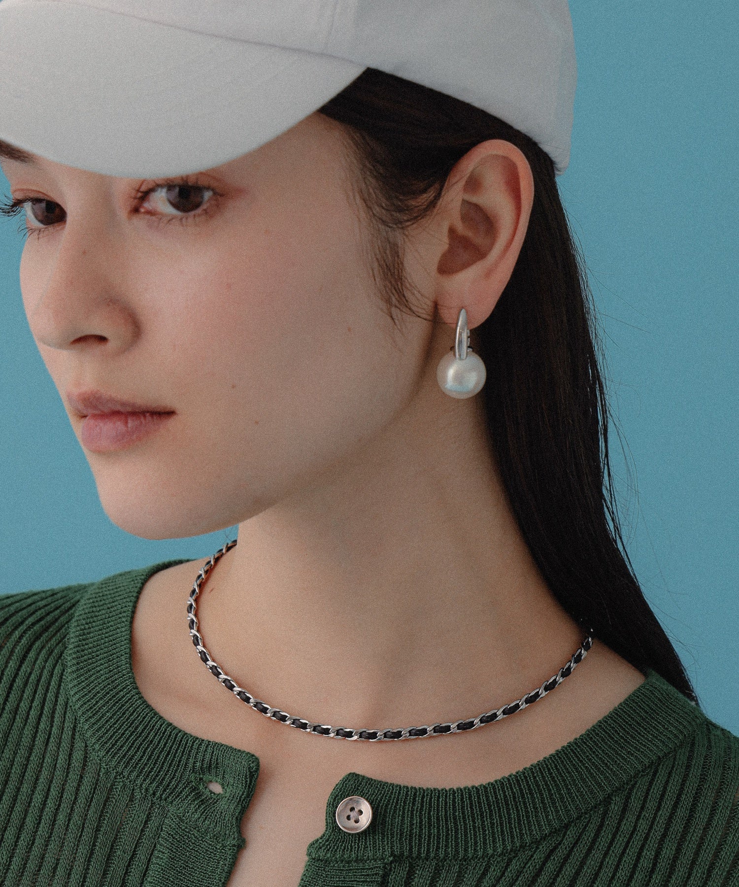 フェイクレザーミックスチェーンネックレス