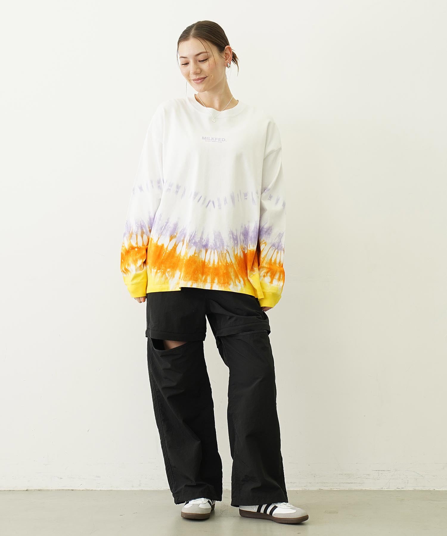 TIE DYED JAGGED PATTERN L/S TEE