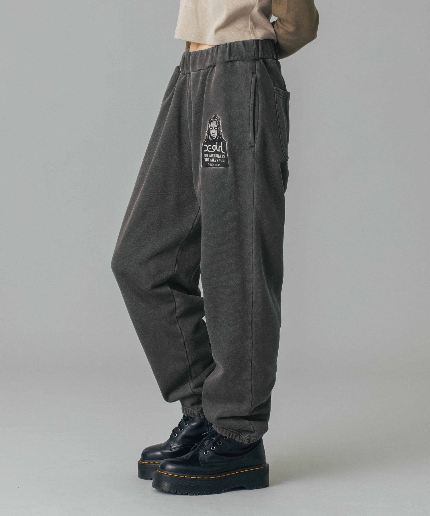 MESSAGE AND FACE PATCH FADED SWEAT PANTS