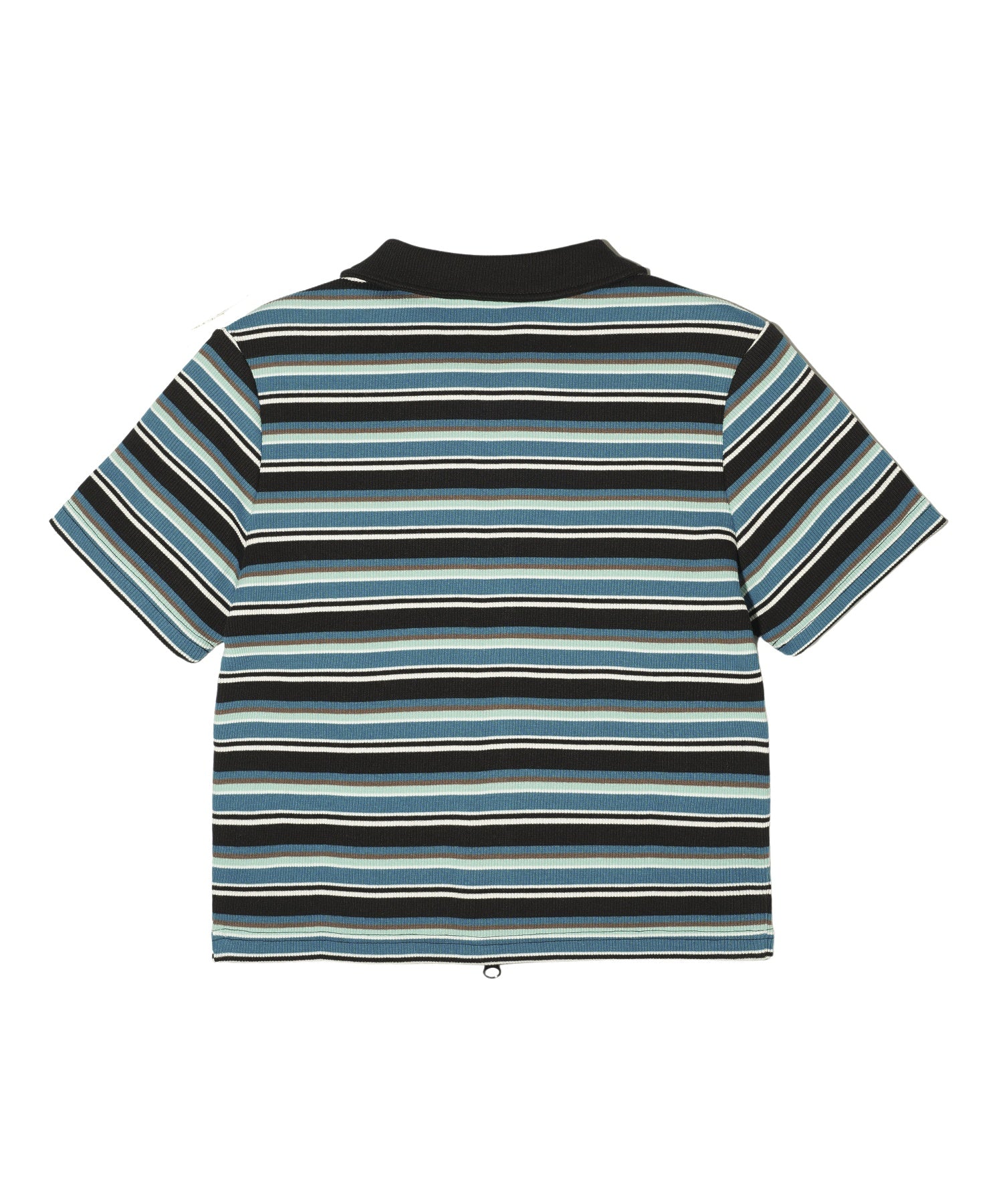 STRIPED ZIP UP S/S TOP