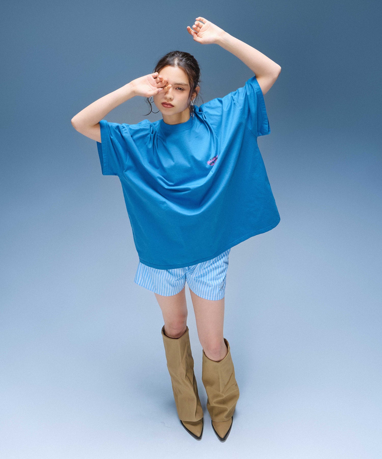 FACE AND SCRIPT MIX LOGO S/S BIG TEE DRESS