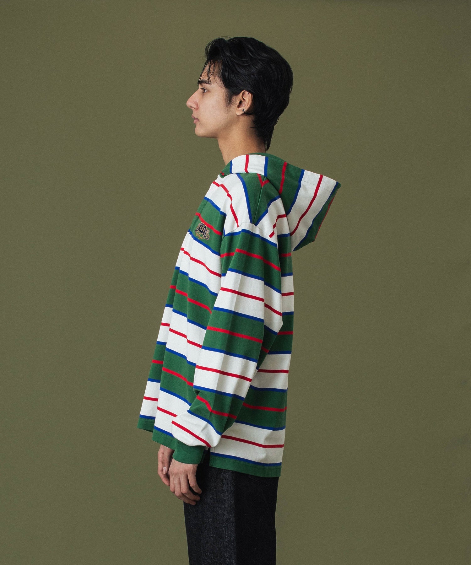 STRIPE HOODED L/S SHIRT