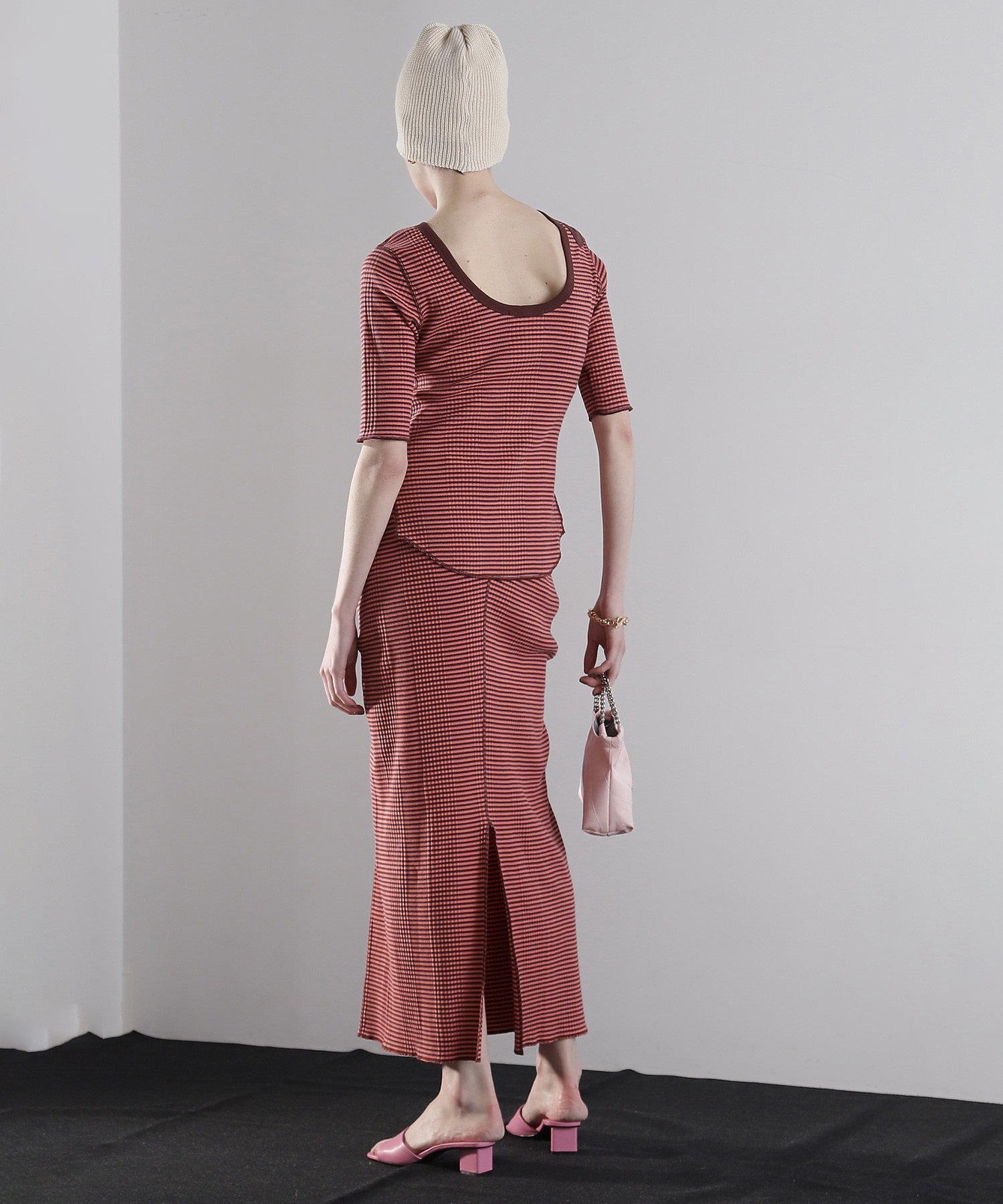 CREOLME/マルチボーダーシャーリングタイトスカート