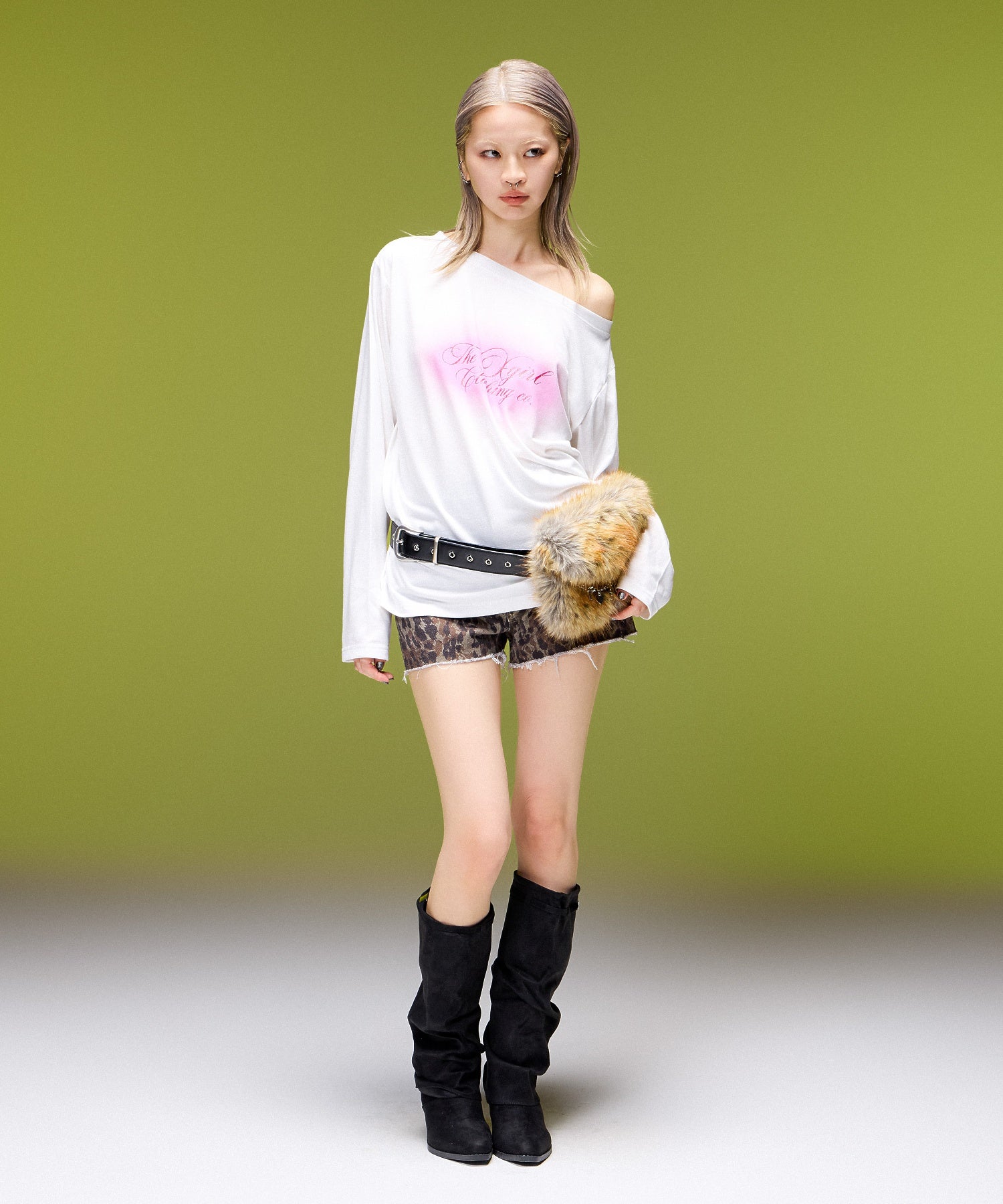 SCRIPT LOGO ONE SHOULDER L/S TEE