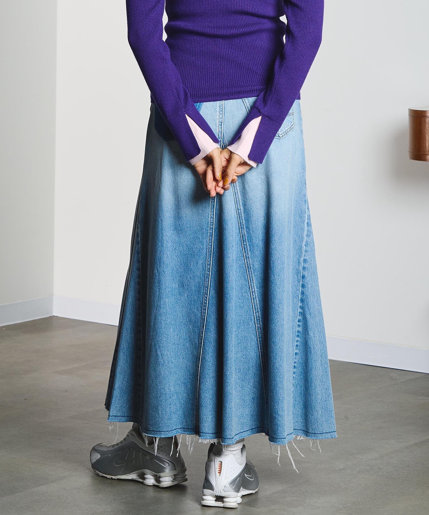 PANEL DENIM LONG SKIRT