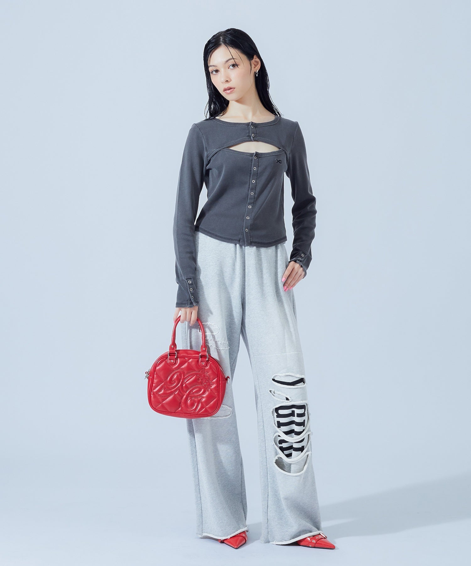 FRONT SLIT BUTTON L/S TOP