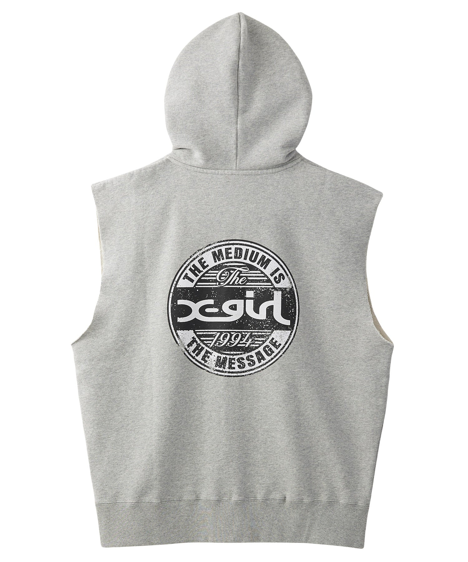 DISTRESSED CIRCLE LOGO ZIP UP SWEAT VEST