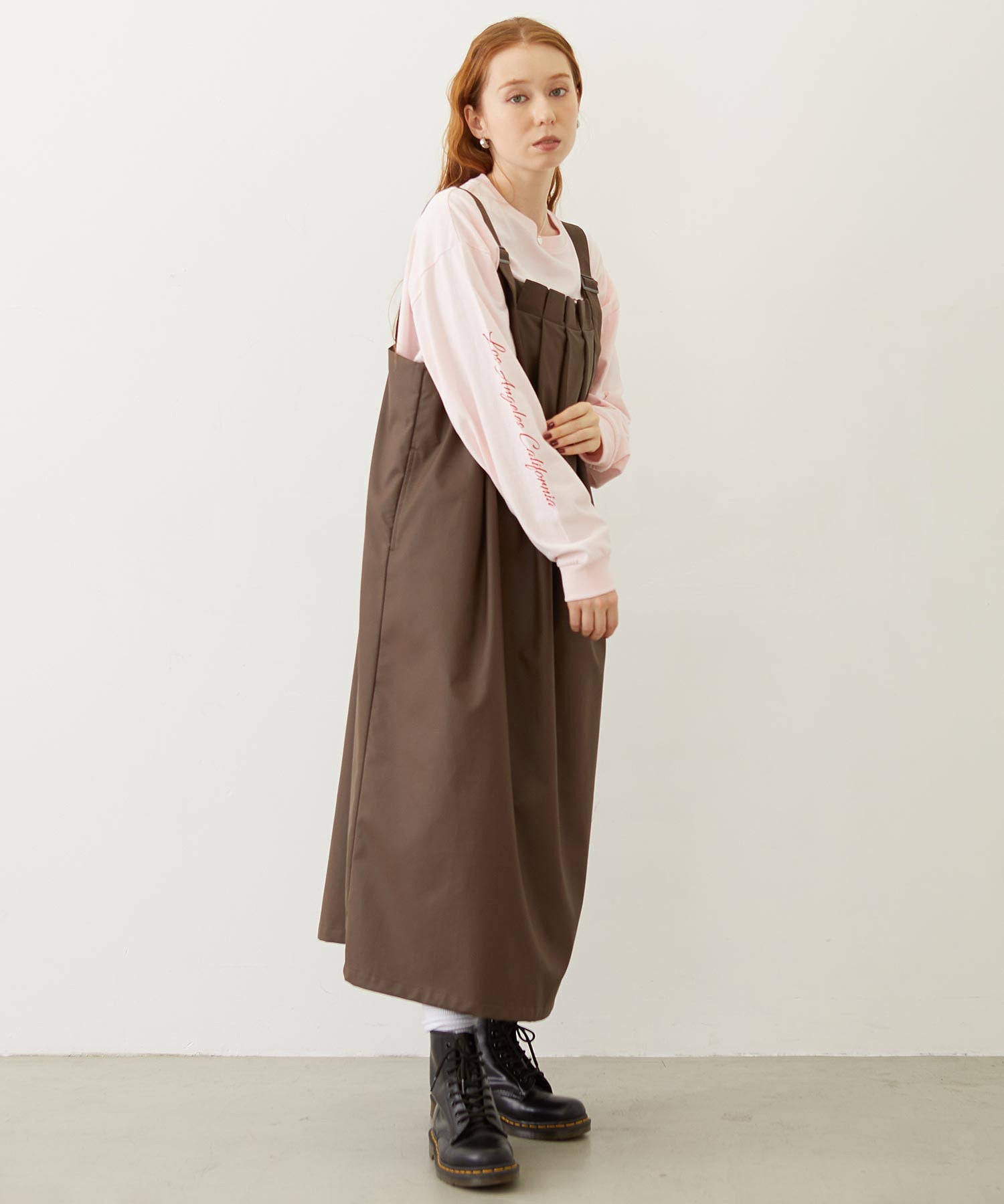 FAUX LEATHER TUCK DRESS