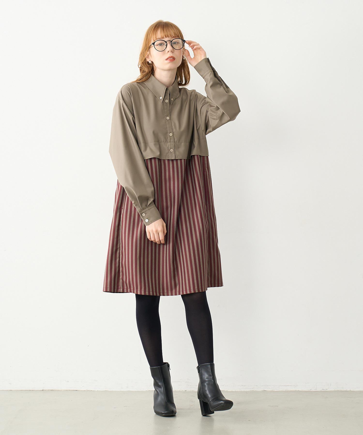 COLOR BLOCK SHIRT DRESS