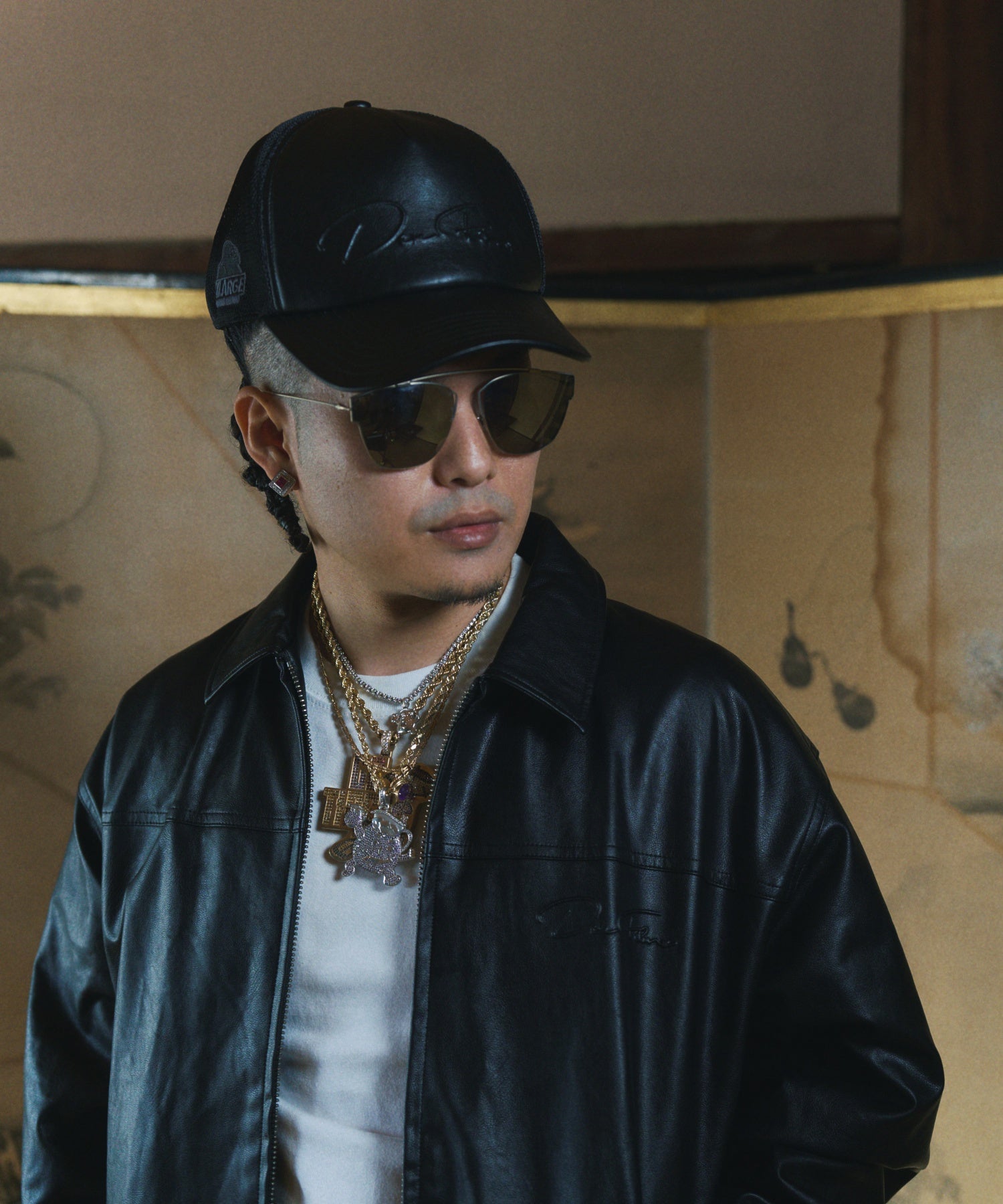 XLARGE×DexFilmz FAUX LEATHER MESH CAP