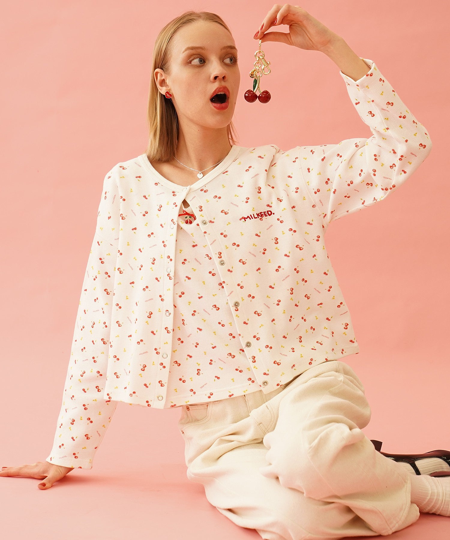 GLITTER CHERRY  KEYCHAIN