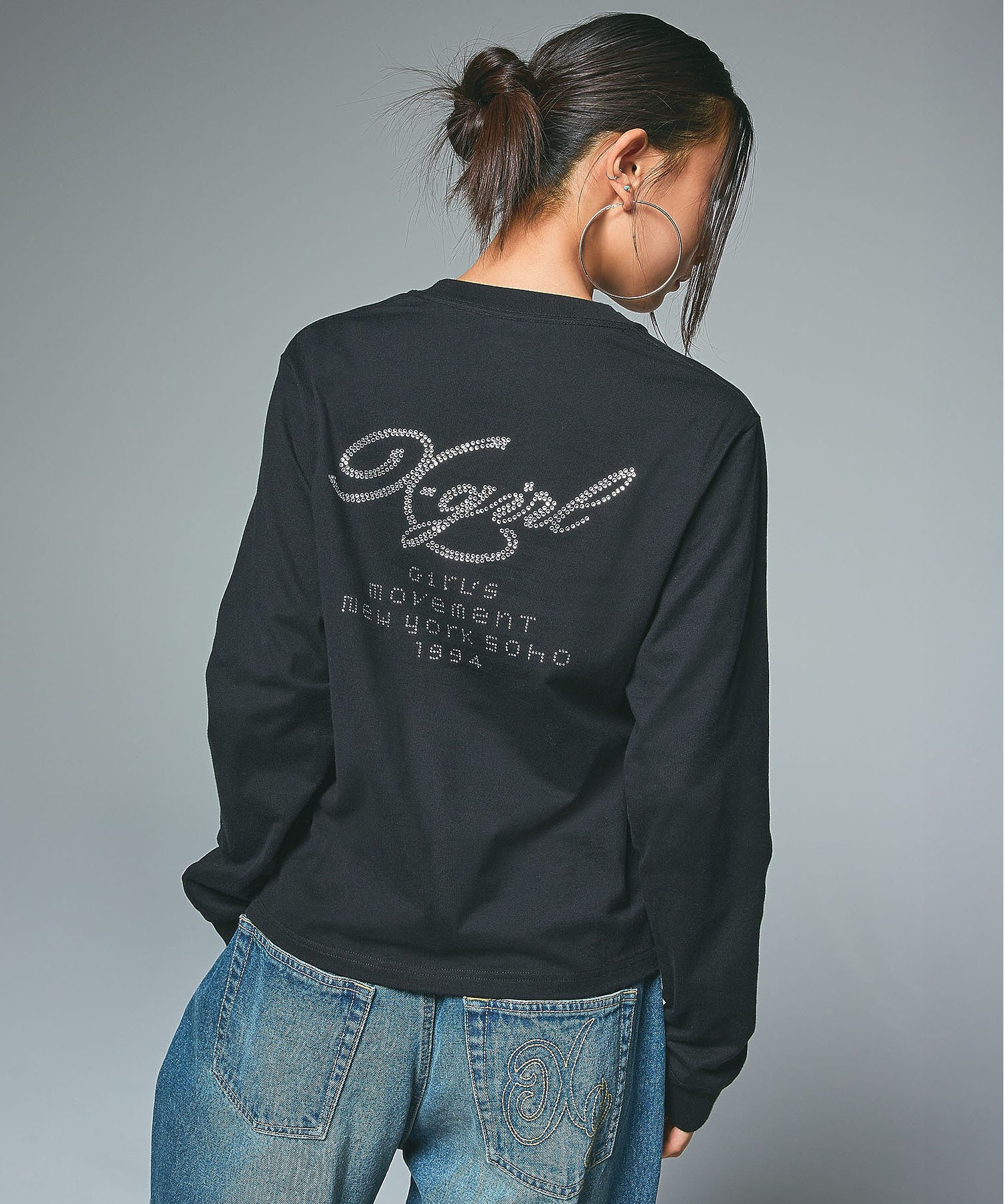 RHINESTONE COMBINATION LOGO L/S TEE