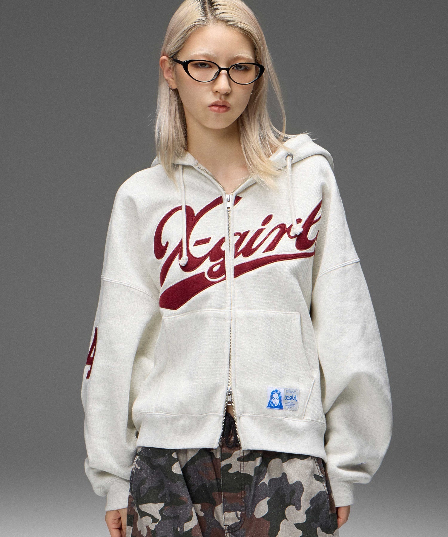 X-girl x Champion REVERSE WEAVE® PATCHED LOGO ZIP UP HOODIE