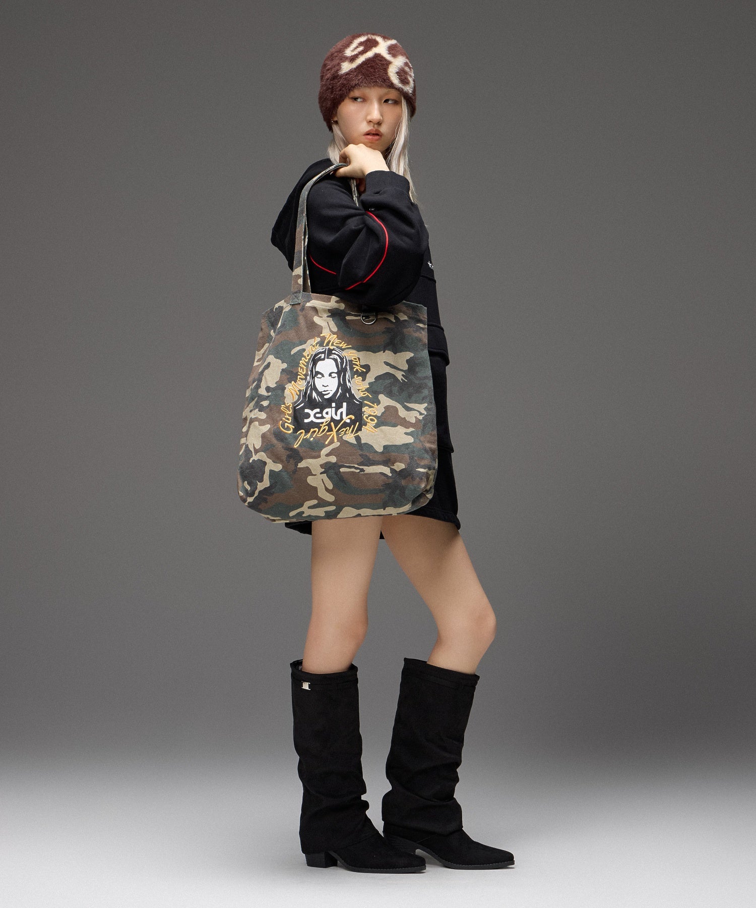 LOGO AND STAR SWEAT ANORAK DRESS