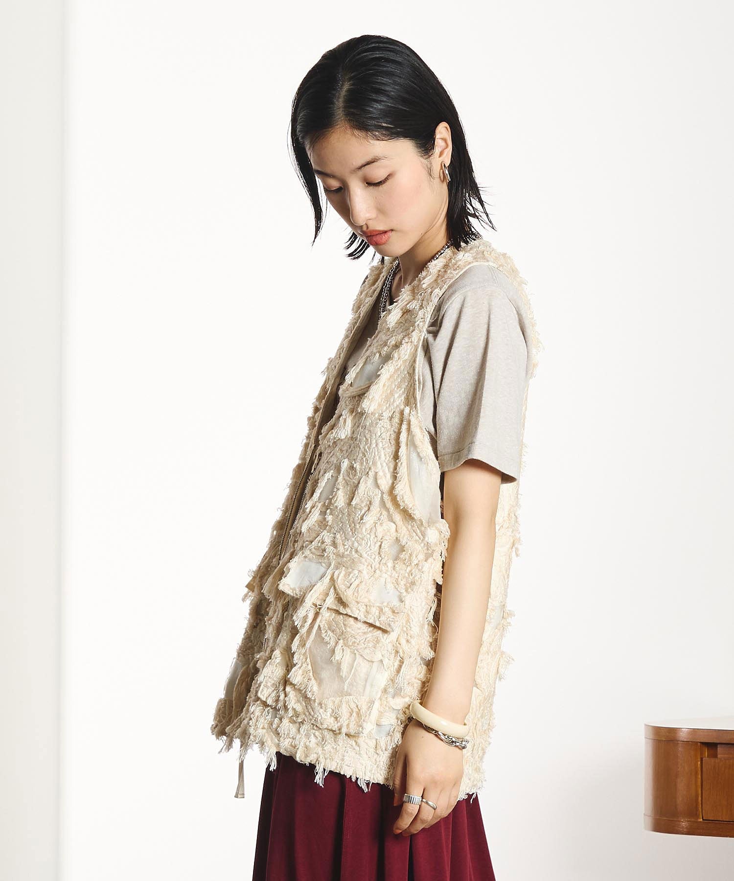 CREOLME/FRINGE JACQUARD VEST