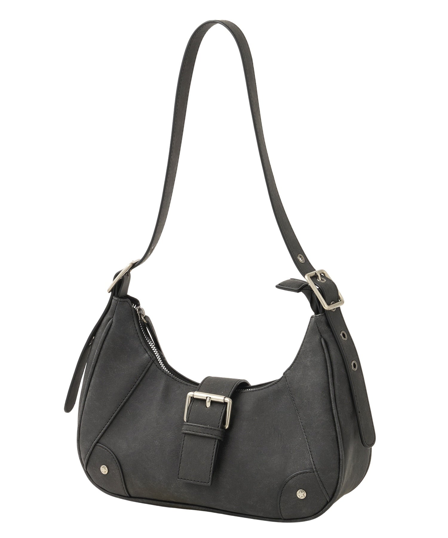 DISTRESSED FAUX LEATHER BELT HAND BAG