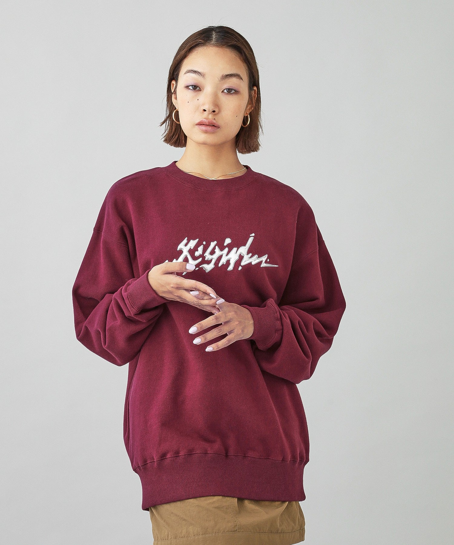 METALLIC DISTORTION LOGO SWEAT TOP