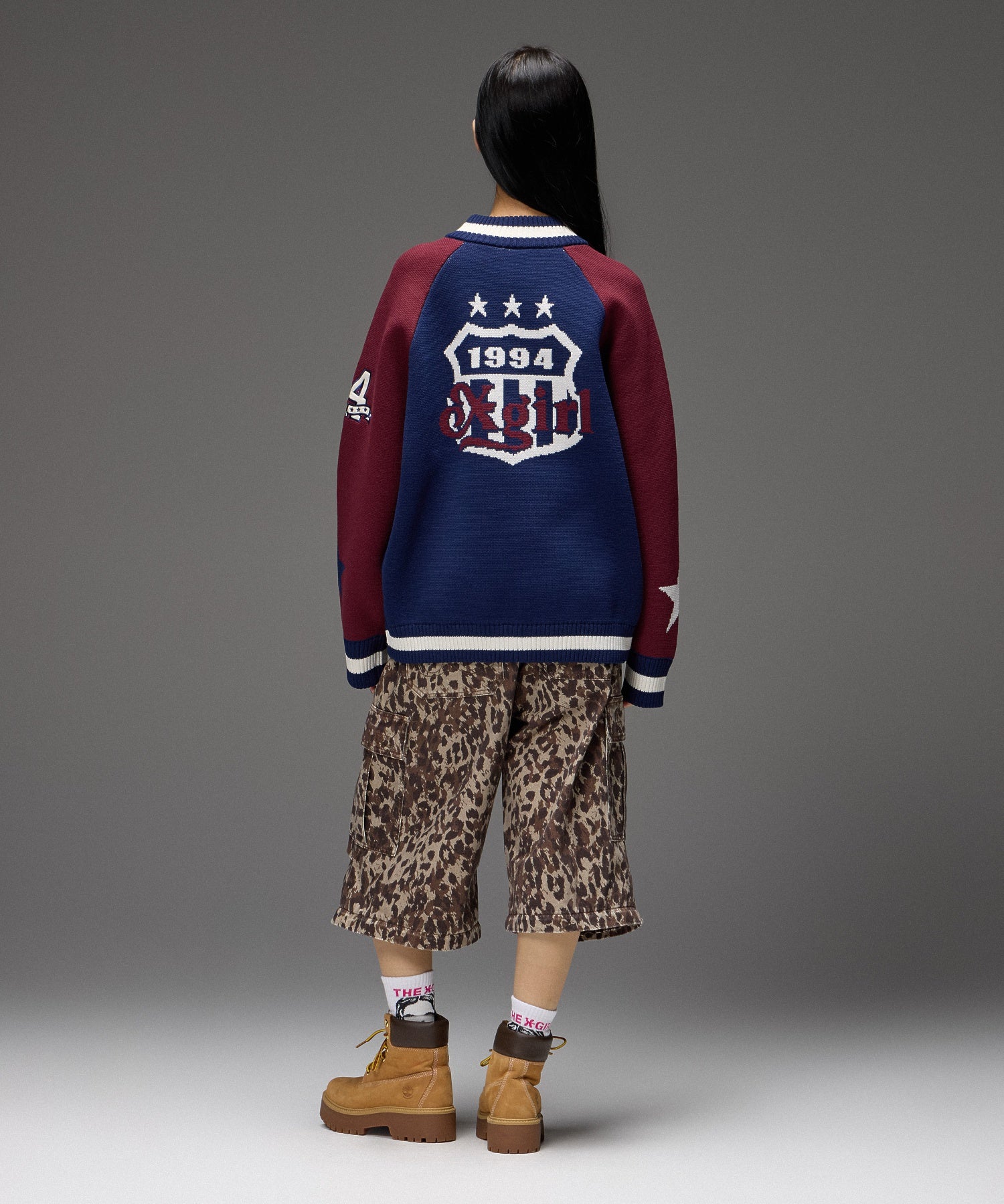 PATCH AND JACQUARD STADIUM KNIT JACKET