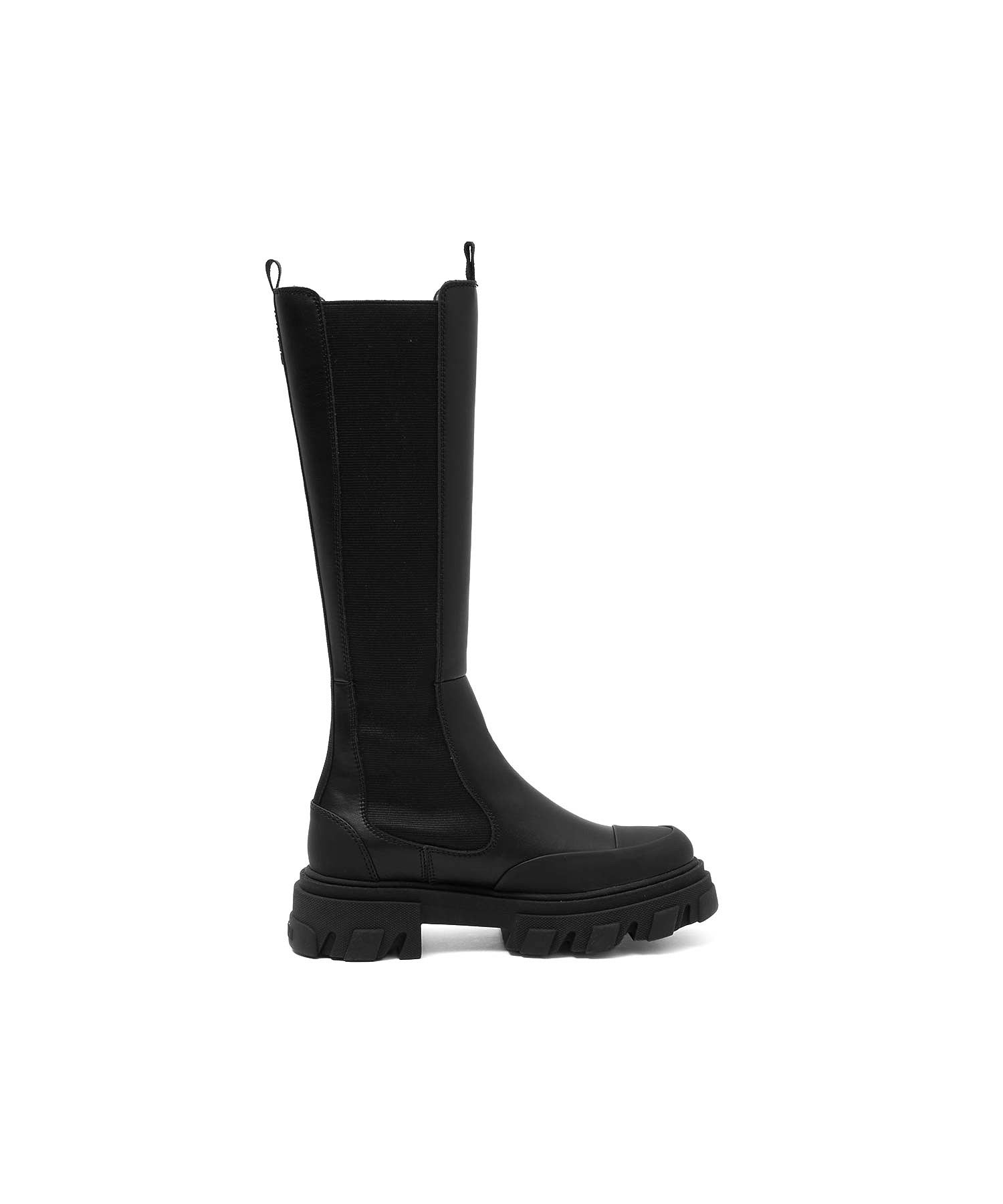 GANNI/CLEATED HIGH CHELSEA BOOT BLACK STITCH