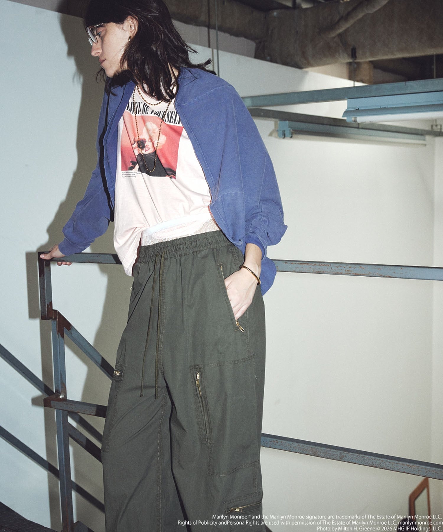 CREOLME/MILITARY WIDE LEG PANTS