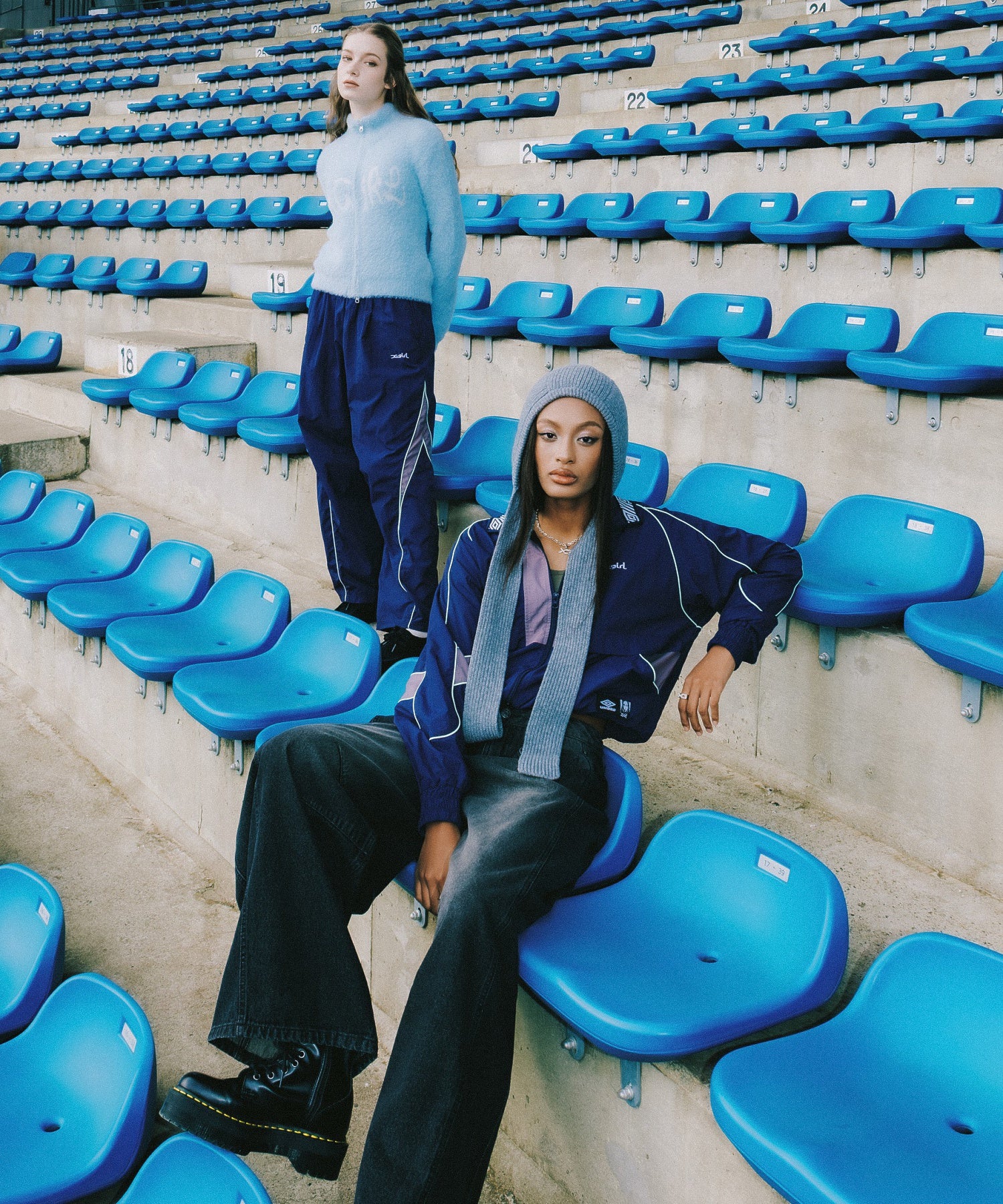 X-girl x UMBRO WIDE LEG TRACK PANTS