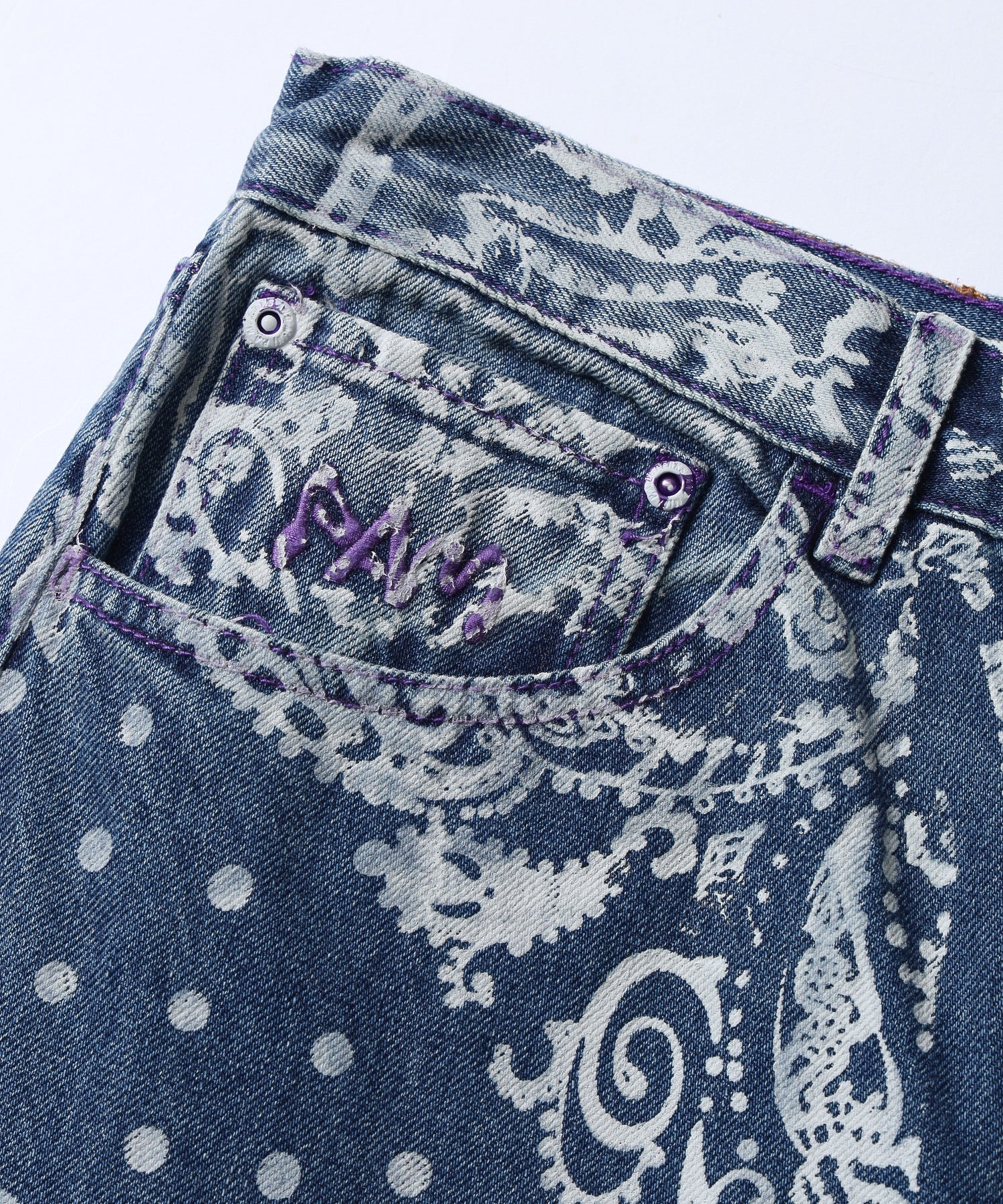 PERKS AND MINI/パークスアンドミニ/W COCO BANDANA OVER PRINT JEANS 80104