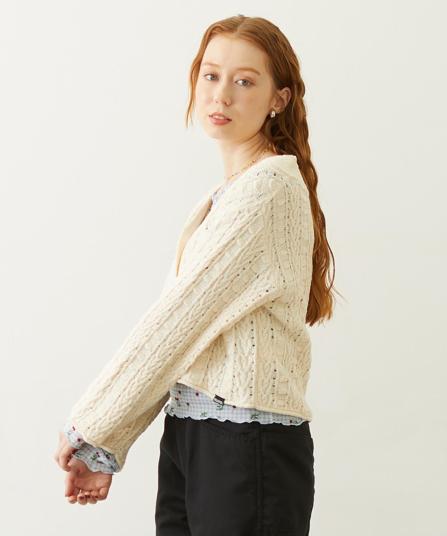 OPENWORK CABLE KNIT CARDIGAN