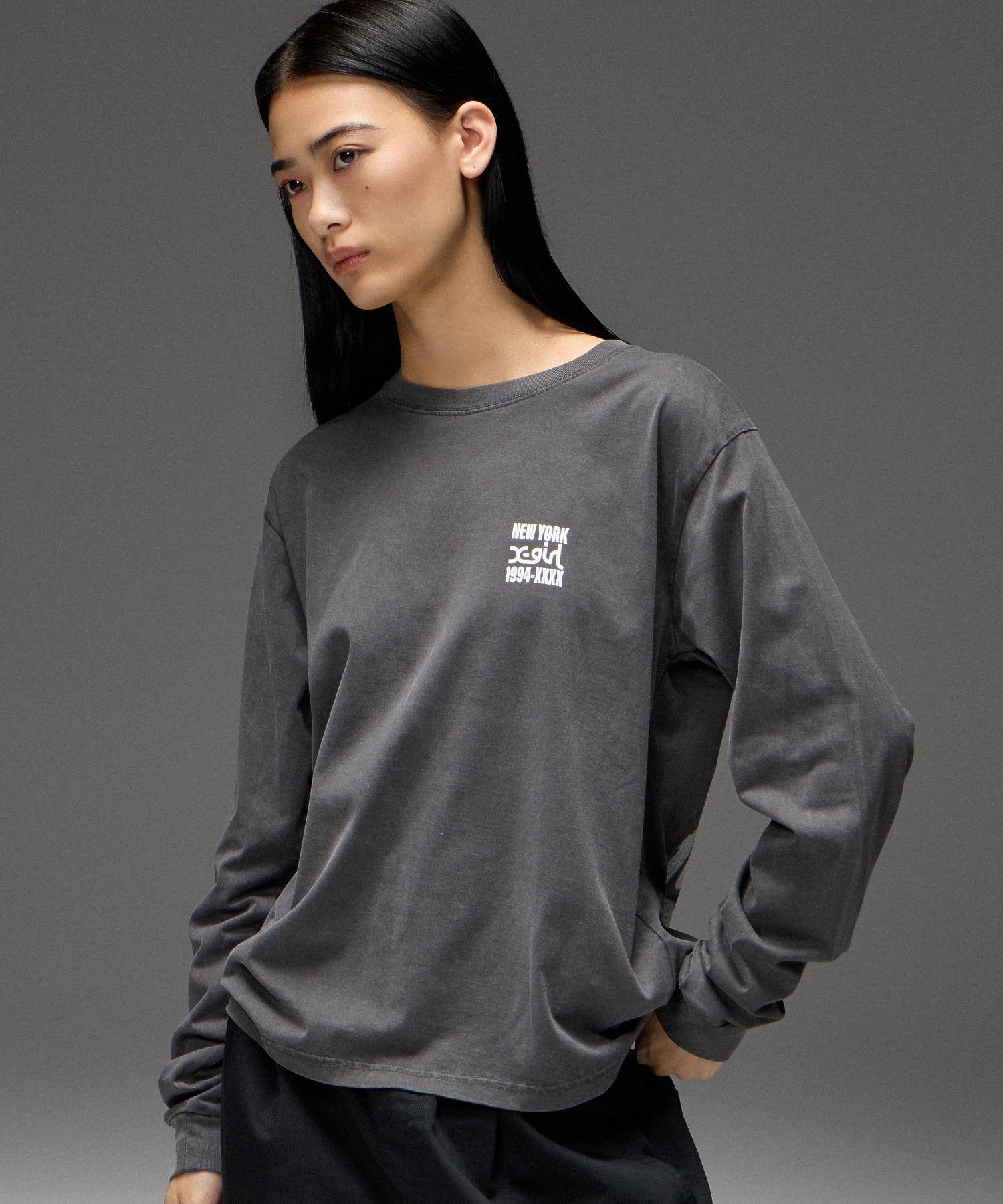 PIGMENT DYED BIG SPRAY LOGO L/S TEE