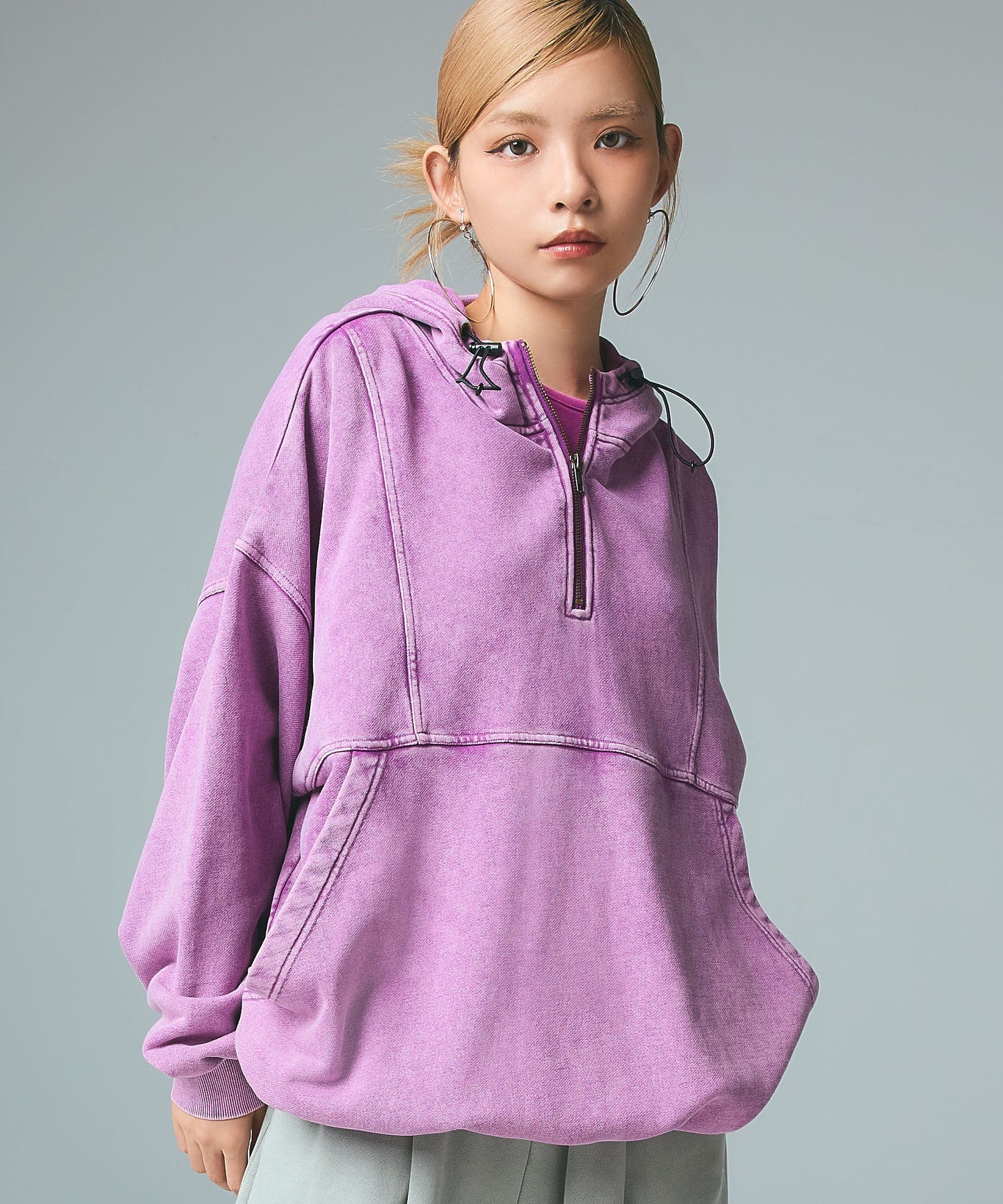 FADED FACE LABEL ANORAK SWEAT HOODIE