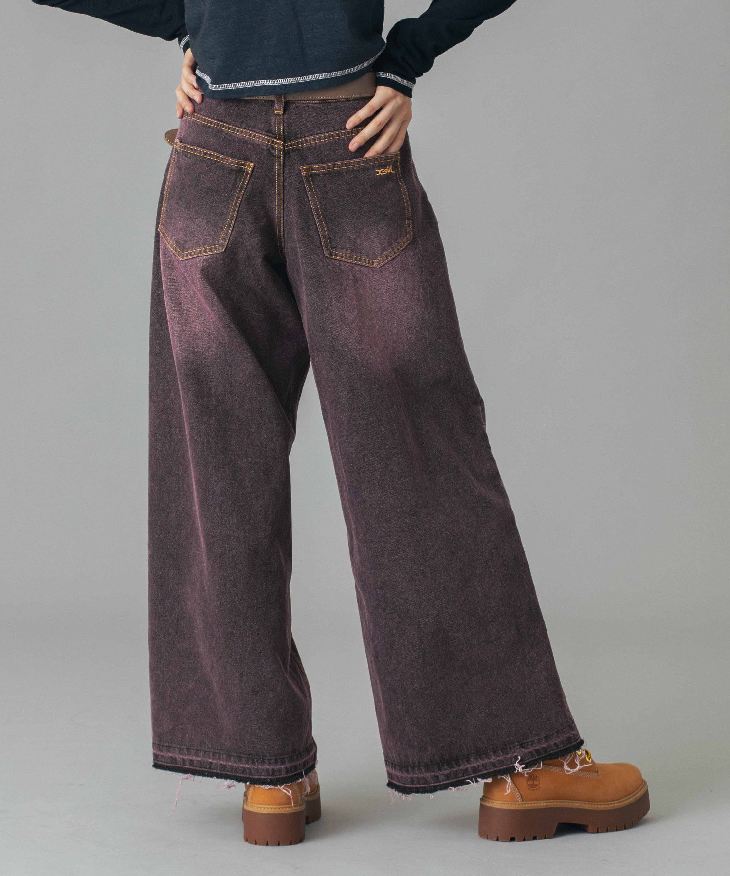 LOW RISE OVERDYED DENIM PANTS