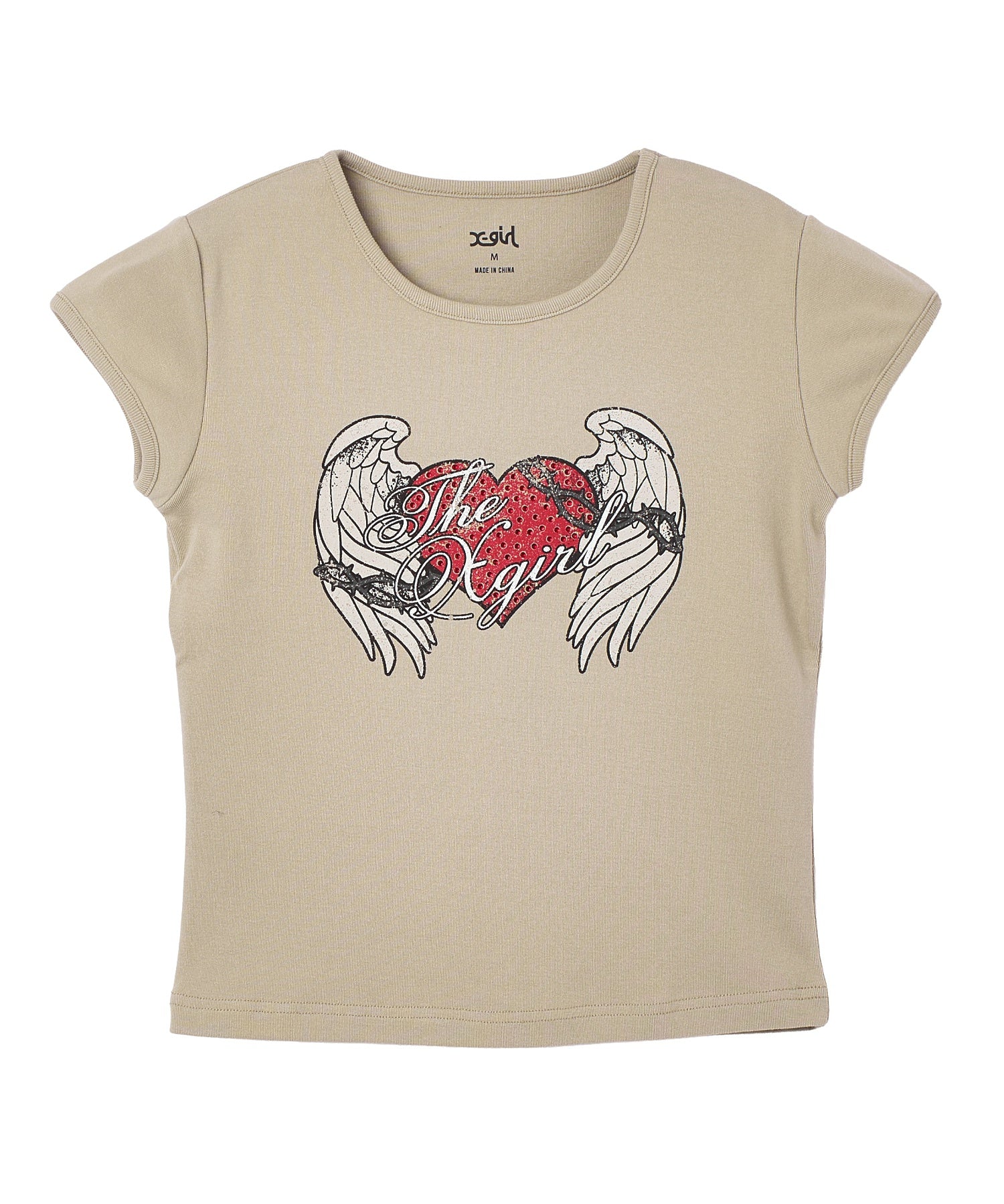 RHINESTONE HEART AND WING S/S BABY TEE